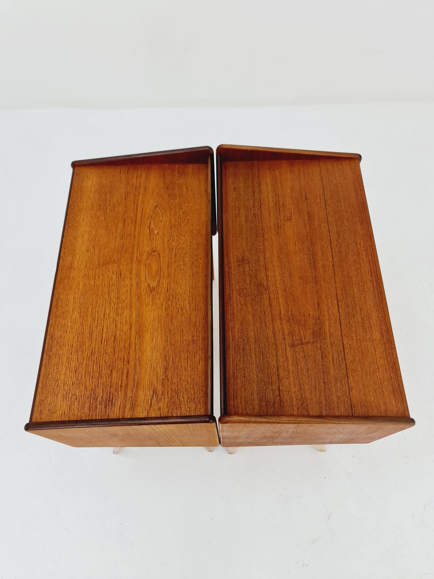 Rare big Midcentury Danish teak Vintage Side table/ Bedside table by Olholm Möbelfabrik, Denmark, 1960s, set of 2
