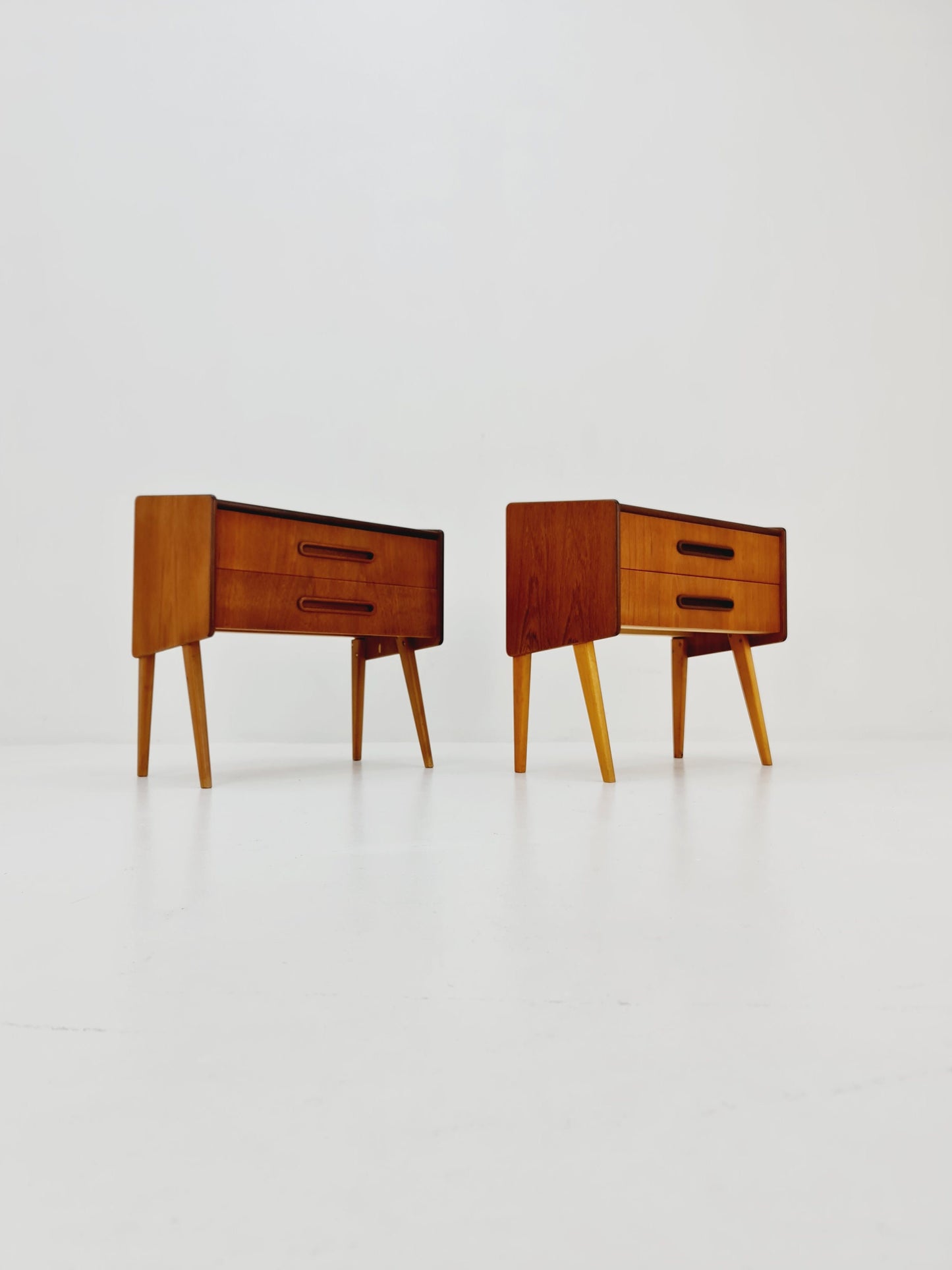 Rare big Midcentury Danish teak Vintage Side table/ Bedside table by Olholm Möbelfabrik, Denmark, 1960s, set of 2