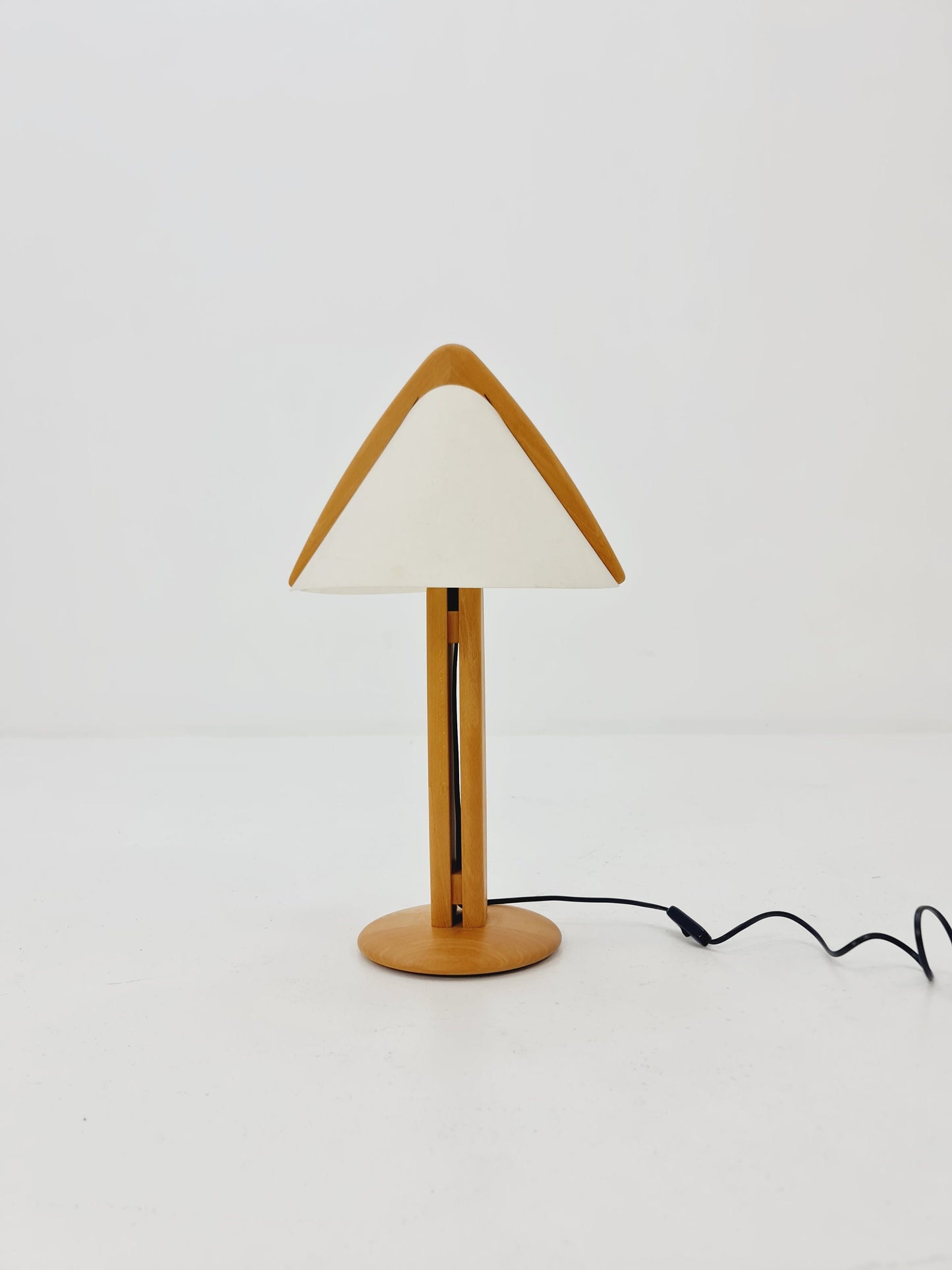 Vintage Danish ash wood large table lamp, 1980s