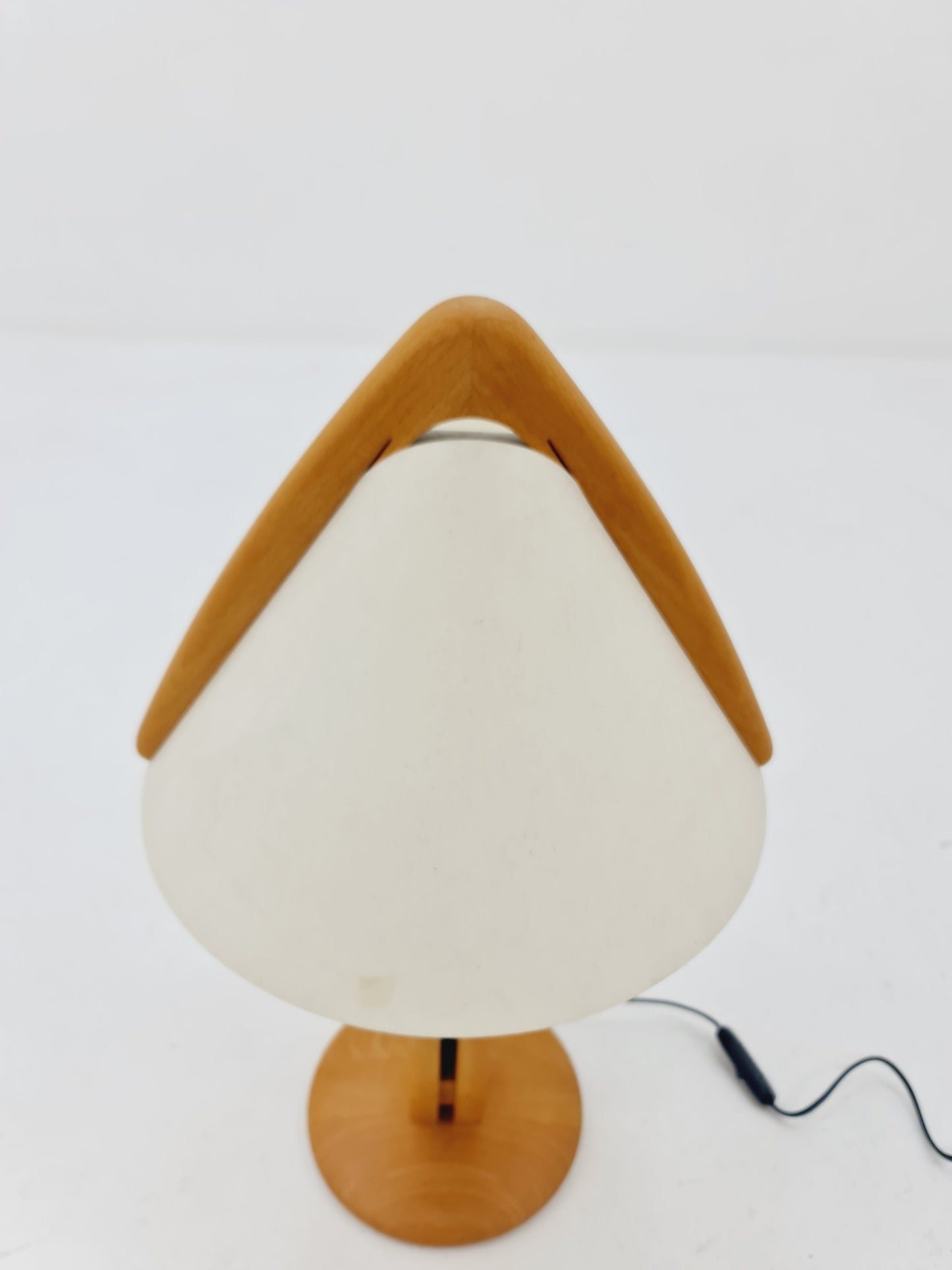 Vintage Danish ash wood large table lamp, 1980s