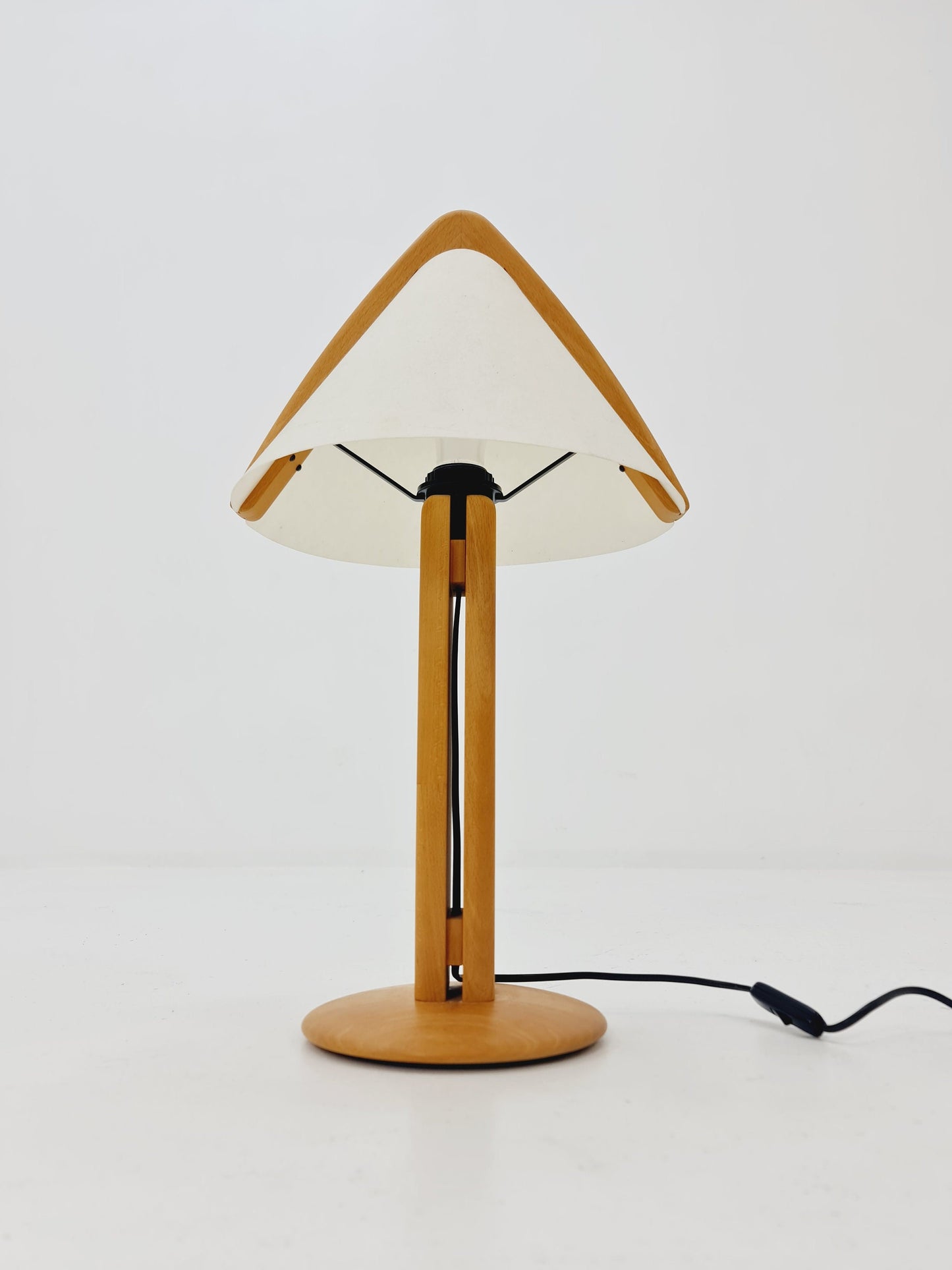 Vintage Danish ash wood large table lamp, 1980s
