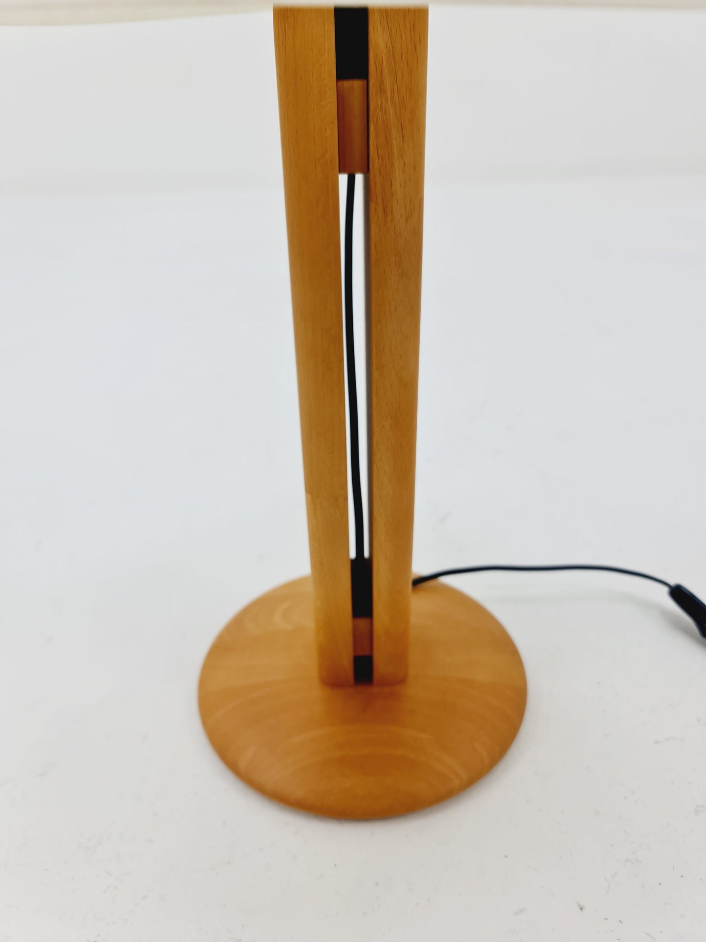 Vintage Danish ash wood large table lamp, 1980s