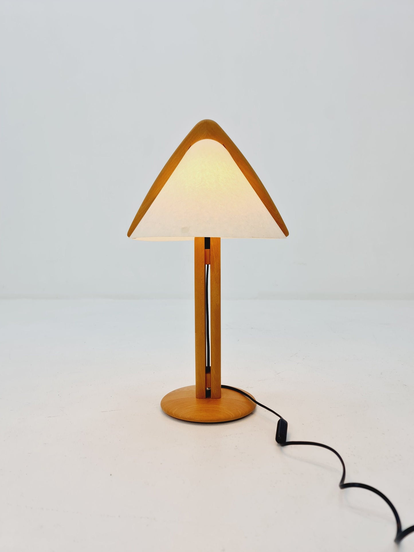Vintage Danish ash wood large table lamp, 1980s