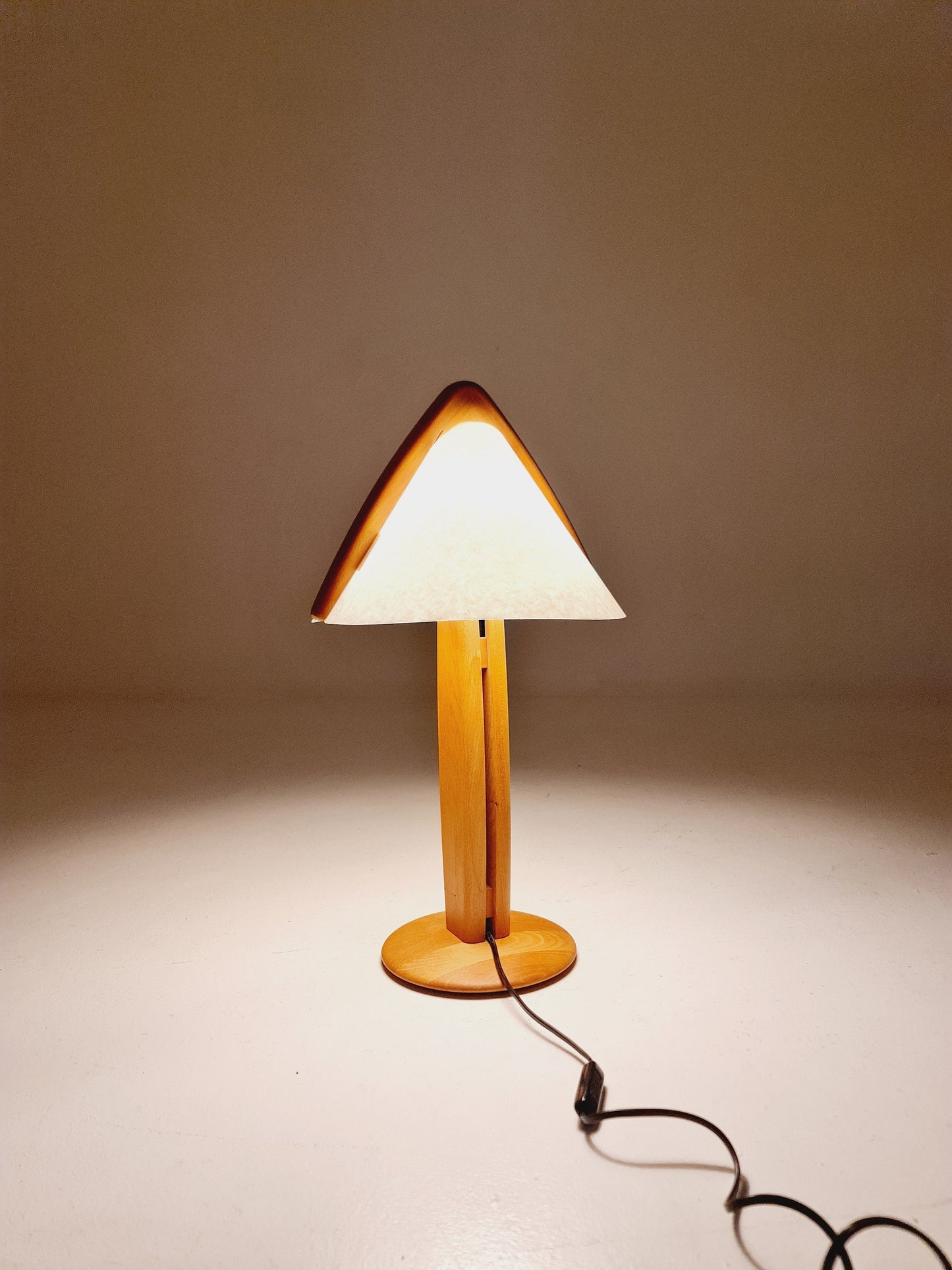 Vintage Danish ash wood large table lamp, 1980s
