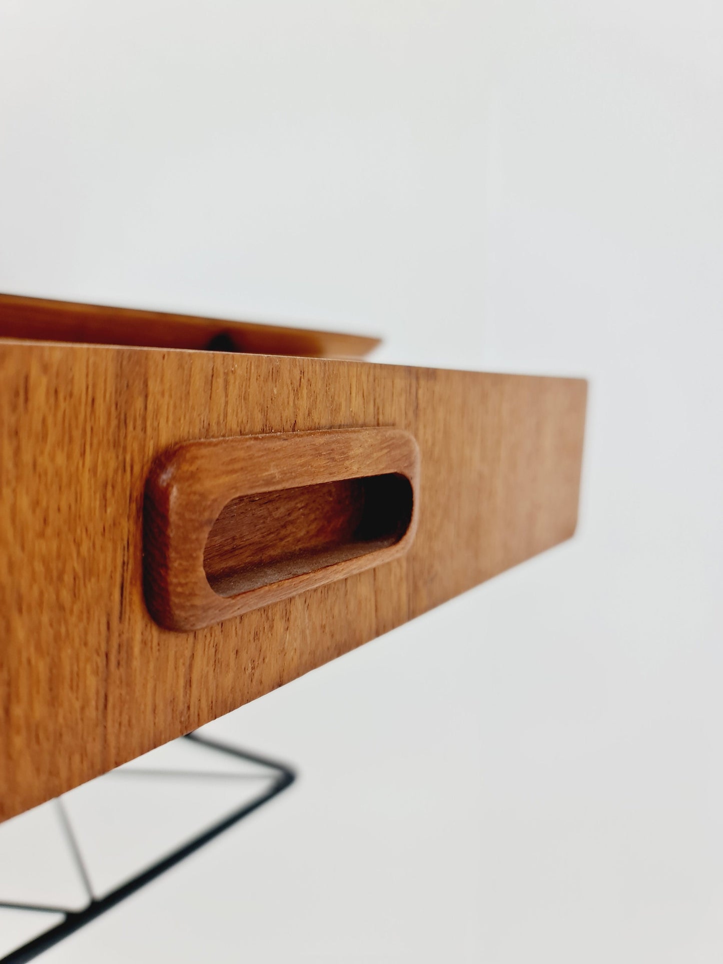 Scandinavian string teak & Rosewood floating/ hanging bedside table/ nightstand, 1960s