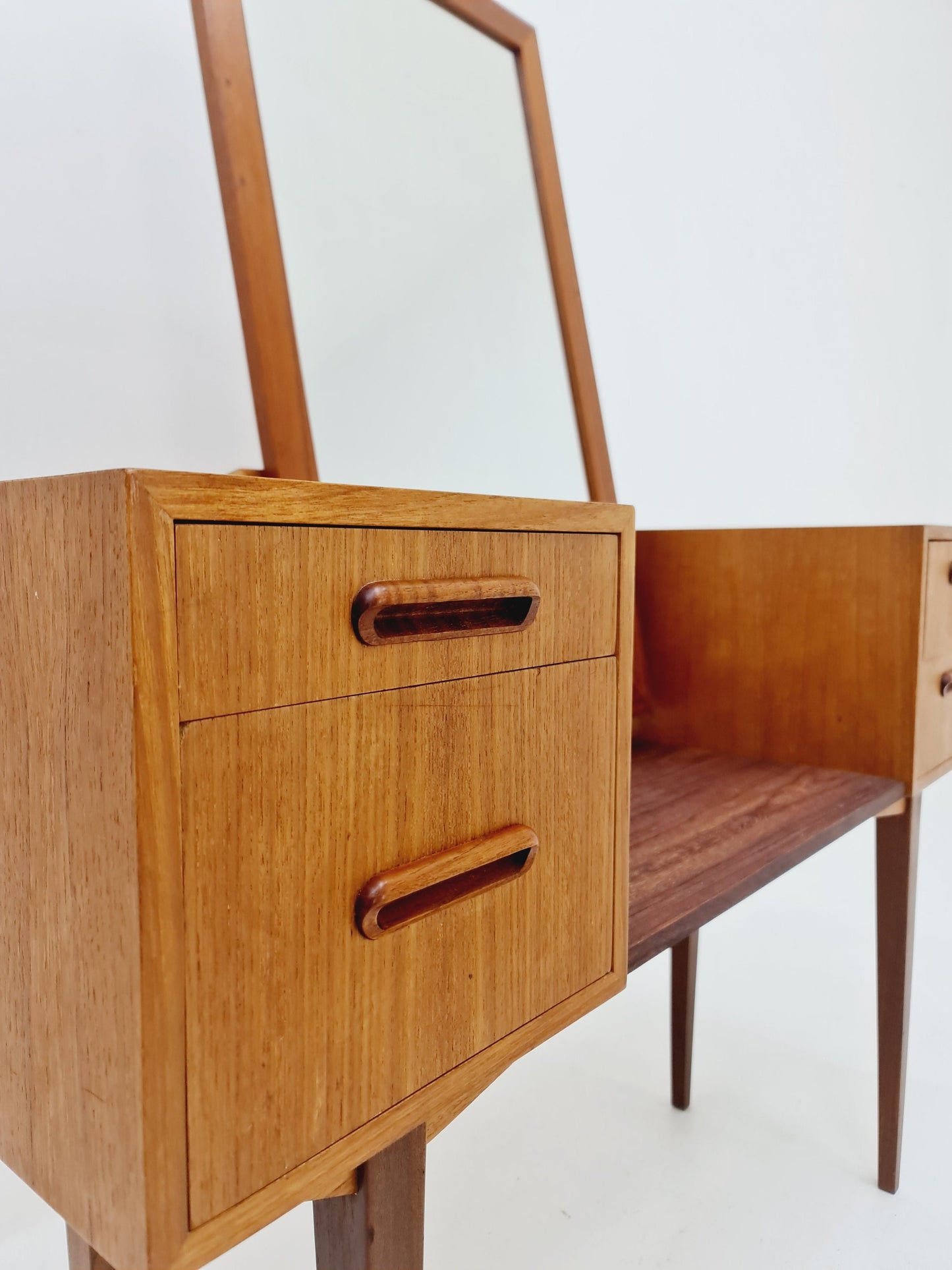 Mid Century Modern Danish Teak vanity table/ make up table by Ateljé glas och trä, Hovmantorp, 1960s