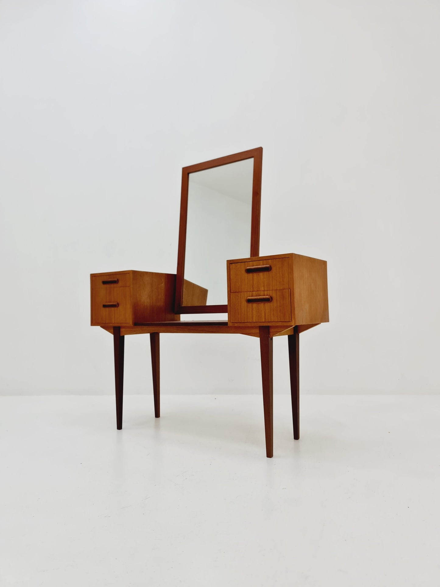 Mid Century Modern Danish Teak vanity table/ make up table by Ateljé glas och trä, Hovmantorp, 1960s