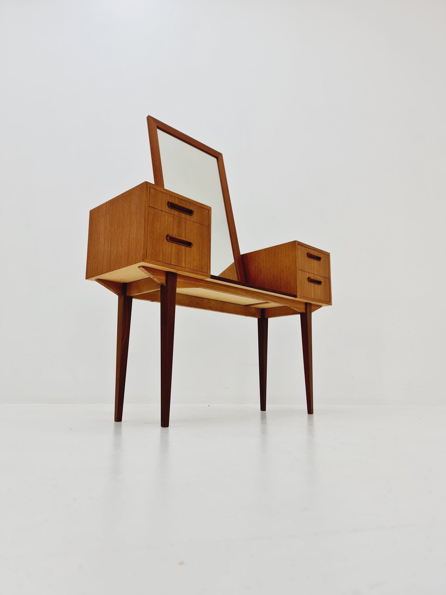 Mid Century Modern Danish Teak vanity table/ make up table by Ateljé glas och trä, Hovmantorp, 1960s