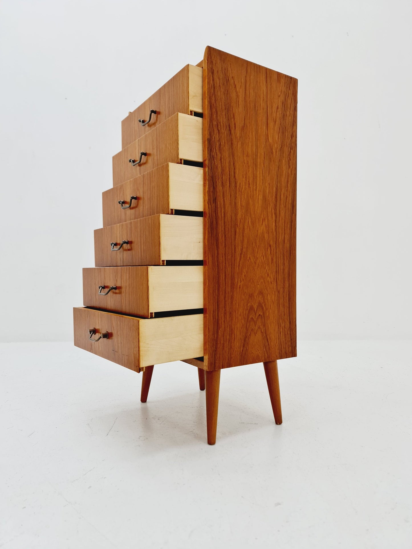 Small Midcentury Danish teak chest of drawers /tallboy /6 drawers cabinet, 1960s