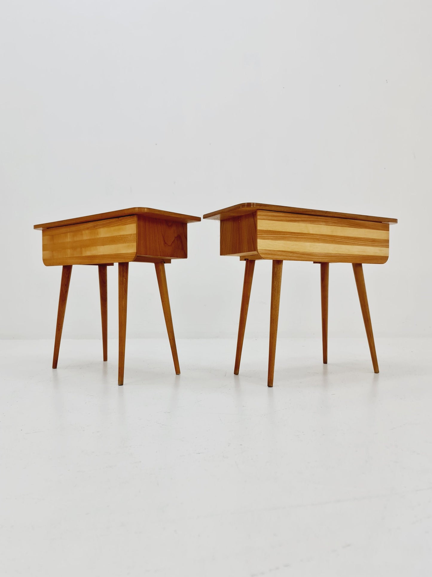 German Mid century beech nightstands/ bedside tables by Verralux, 1960s