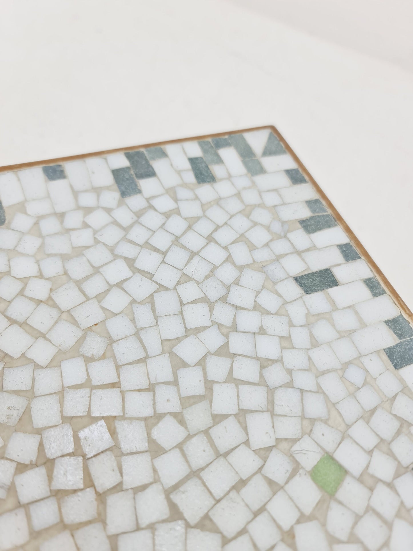 Unique mosaic & solid brass Sidetable by Berthold Muller, 1950s