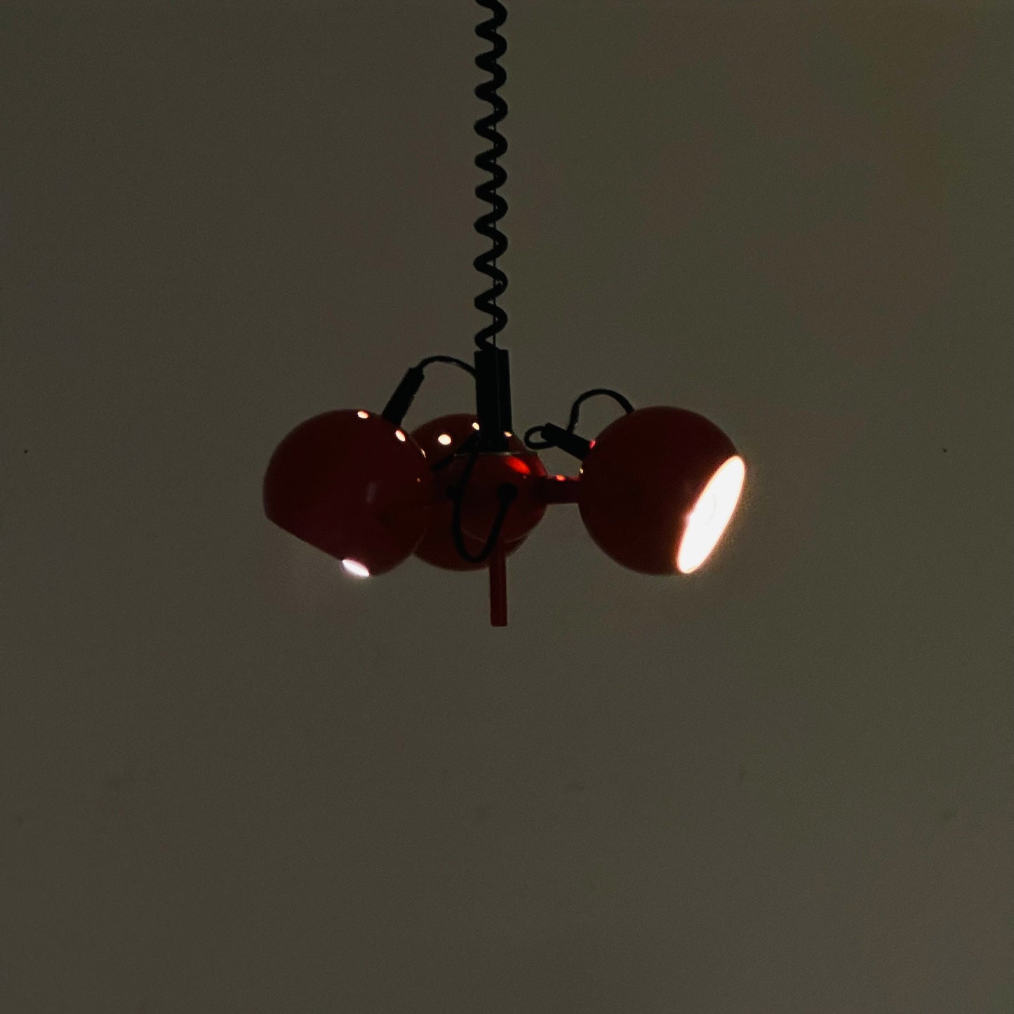 Mid-century Spaceage Orange eyeball pendant lamp, Italy 1970s