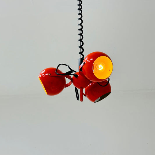 Mid-century Spaceage Orange eyeball pendant lamp, Italy 1970s