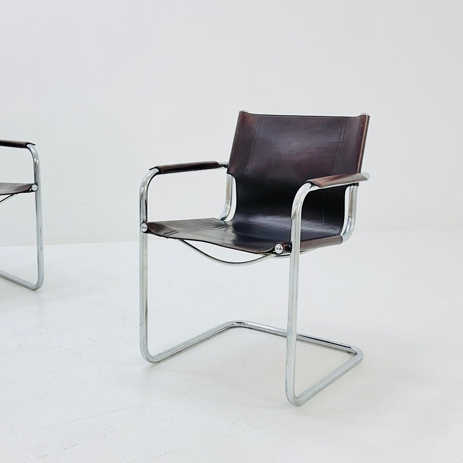 1 of 4 Matteo Grassi visitor chair in brown leather 1970s