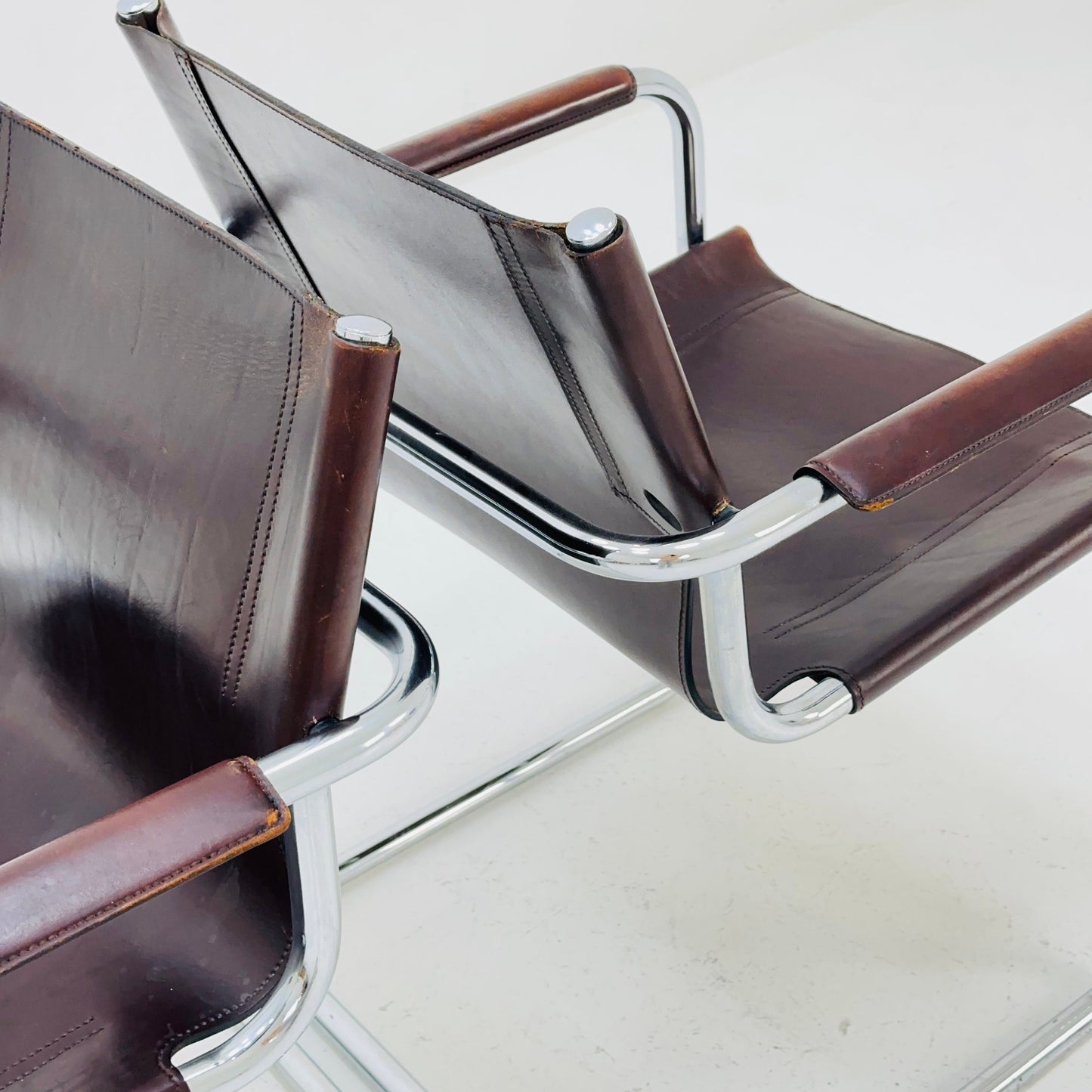 1 of 4 Matteo Grassi visitor chair in brown leather 1970s
