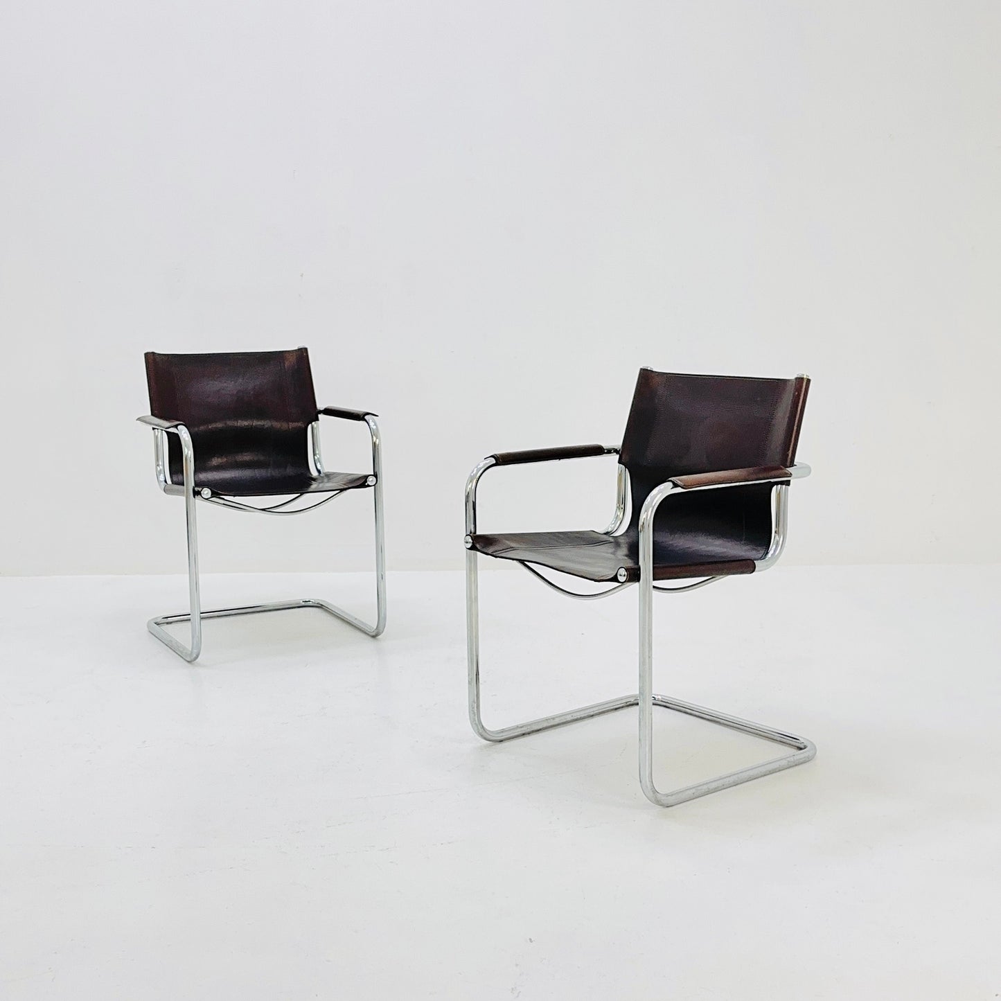 1 of 4 Matteo Grassi visitor chair in brown leather 1970s