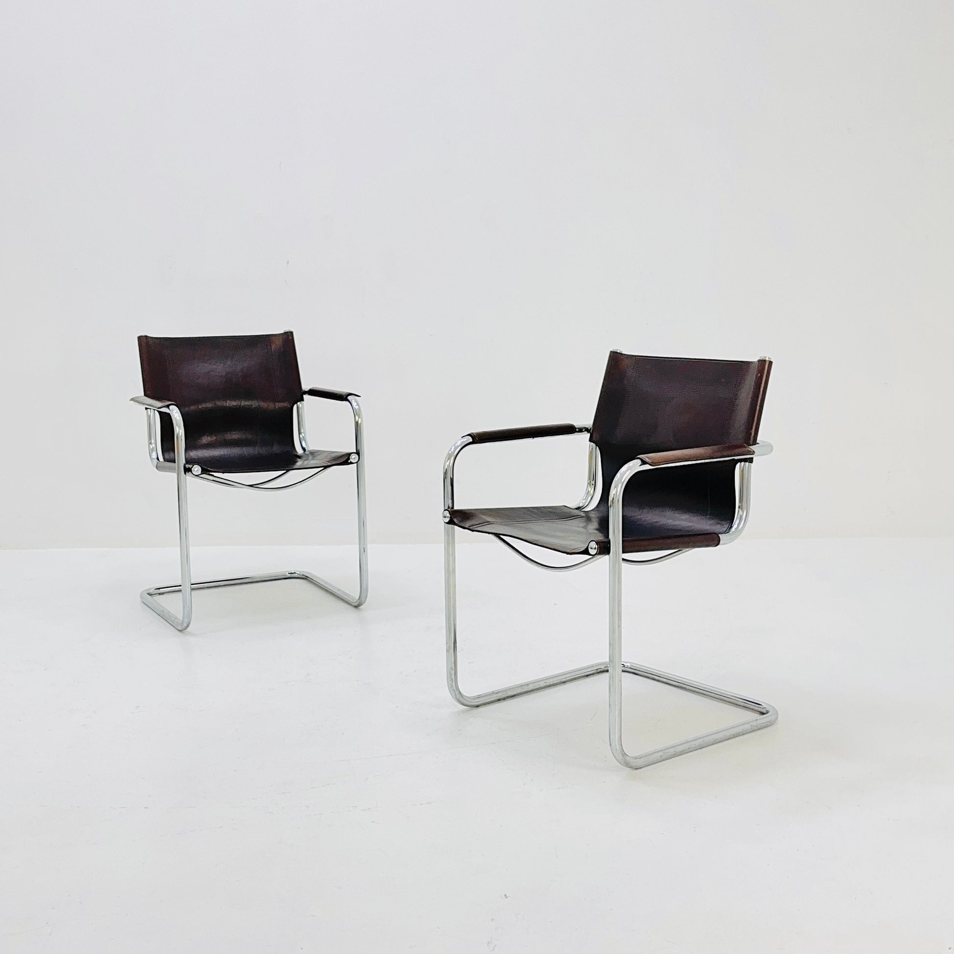 1 of 4 Matteo Grassi visitor chair in brown leather 1970s