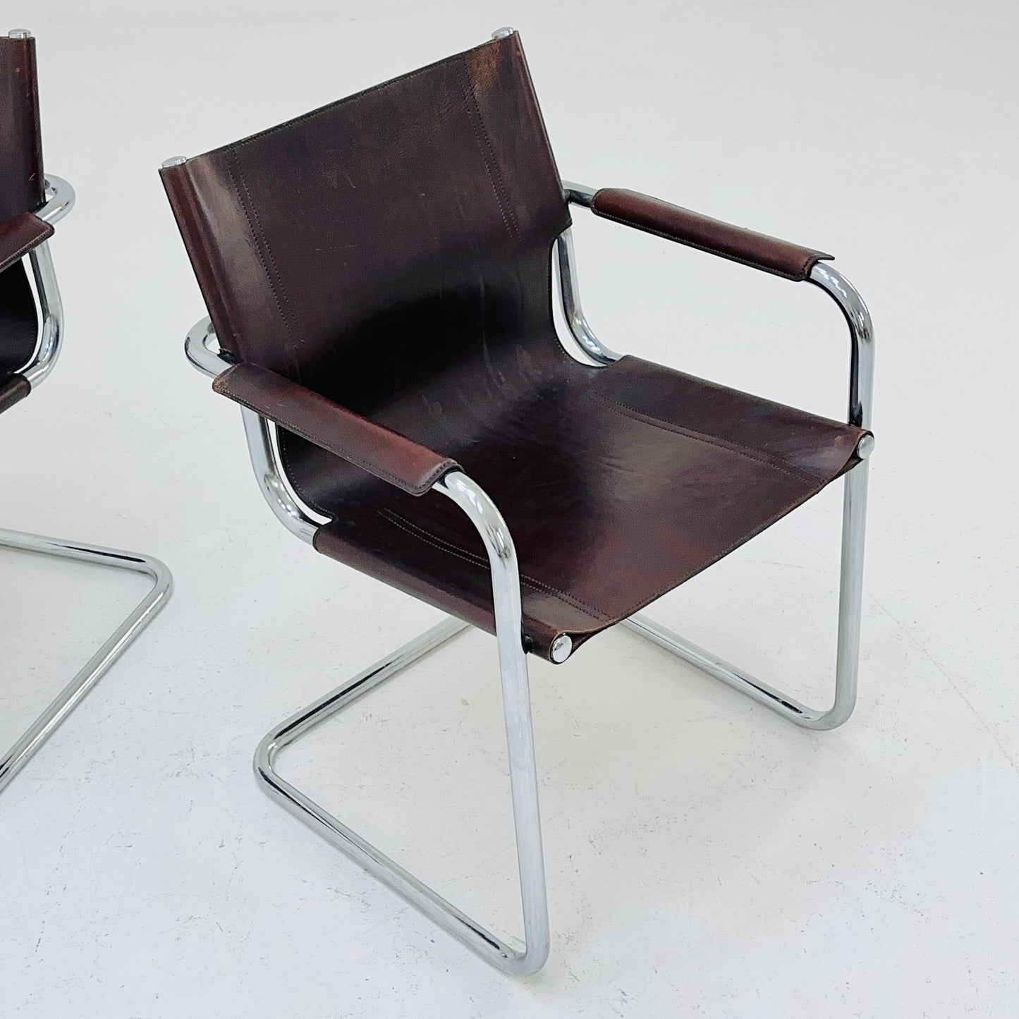 1 of 4 Matteo Grassi visitor chair in brown leather 1970s