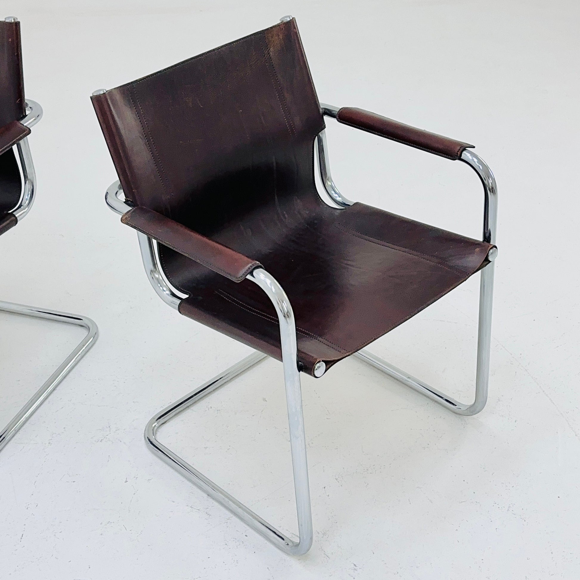 1 of 4 Matteo Grassi visitor chair in brown leather 1970s