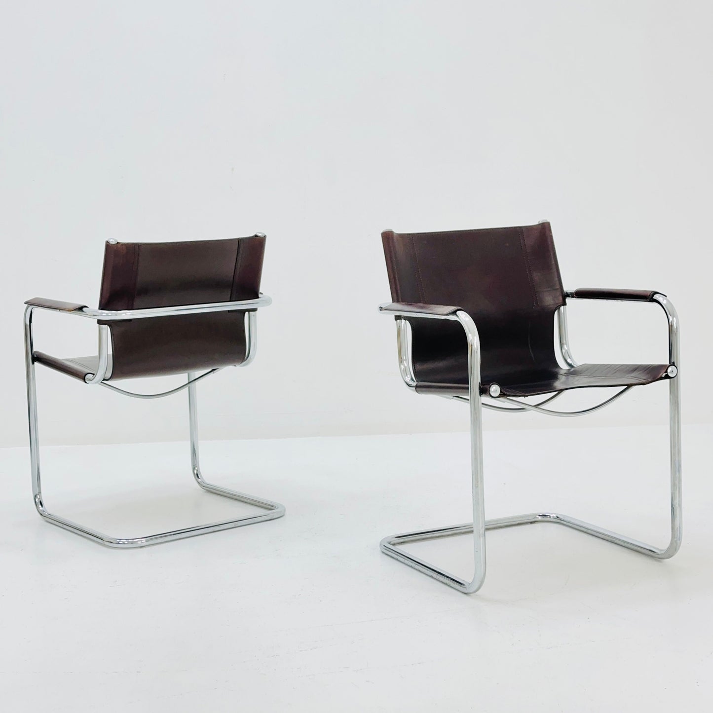 1 of 4 Matteo Grassi visitor chair in brown leather 1970s