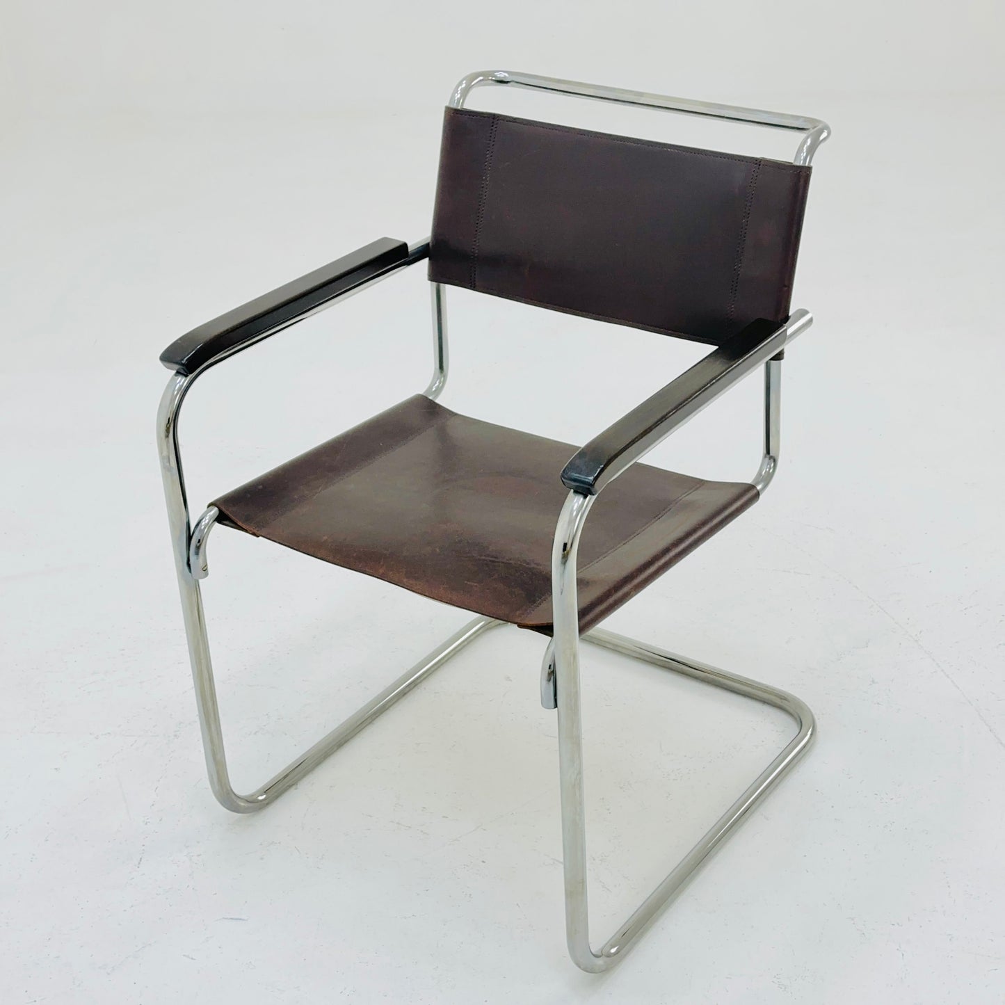 1 of 8 Bauhaus brown leather iconic armchair by mart Stam for Thonet 1980s