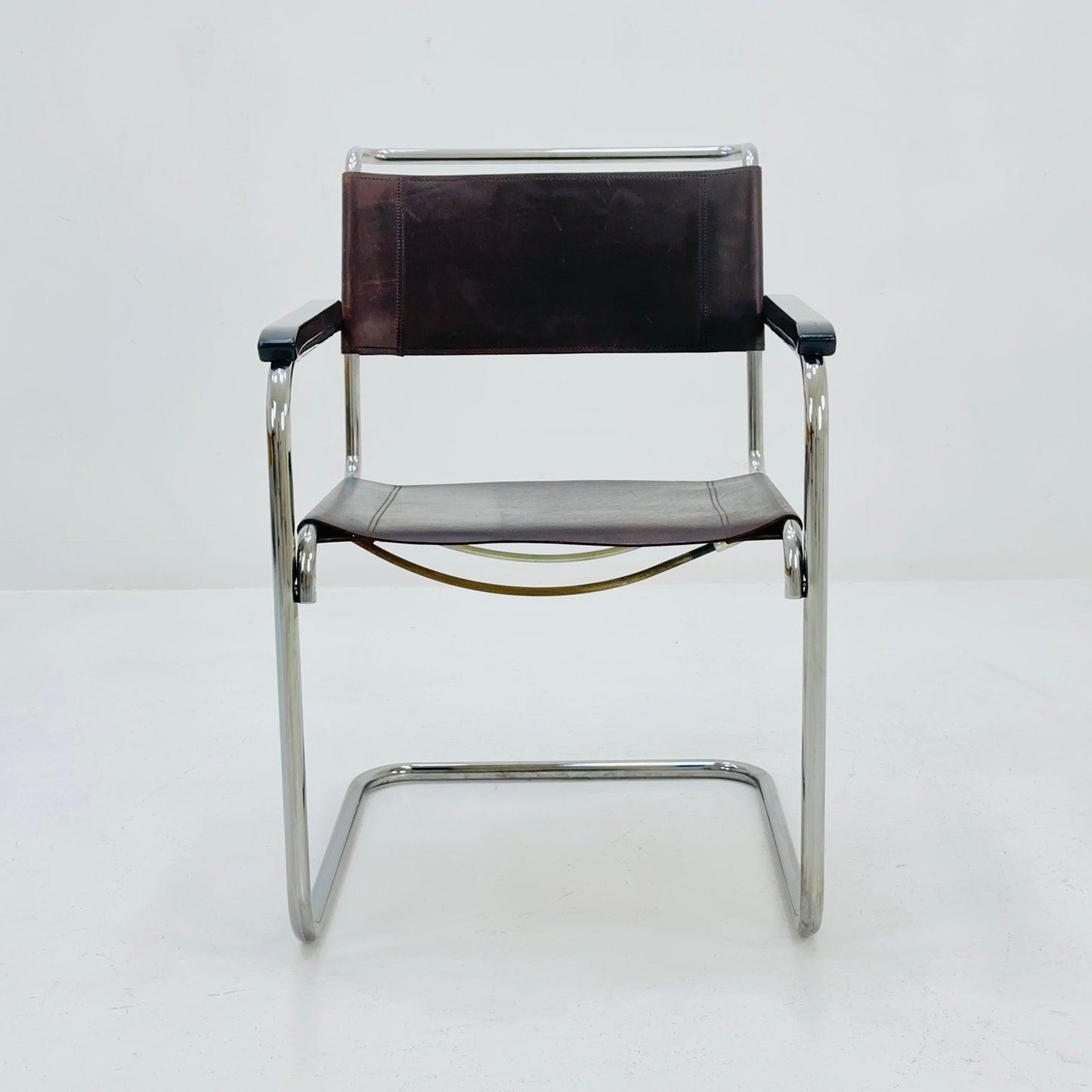 1 of 8 Bauhaus brown leather iconic armchair by mart Stam for Thonet 1980s