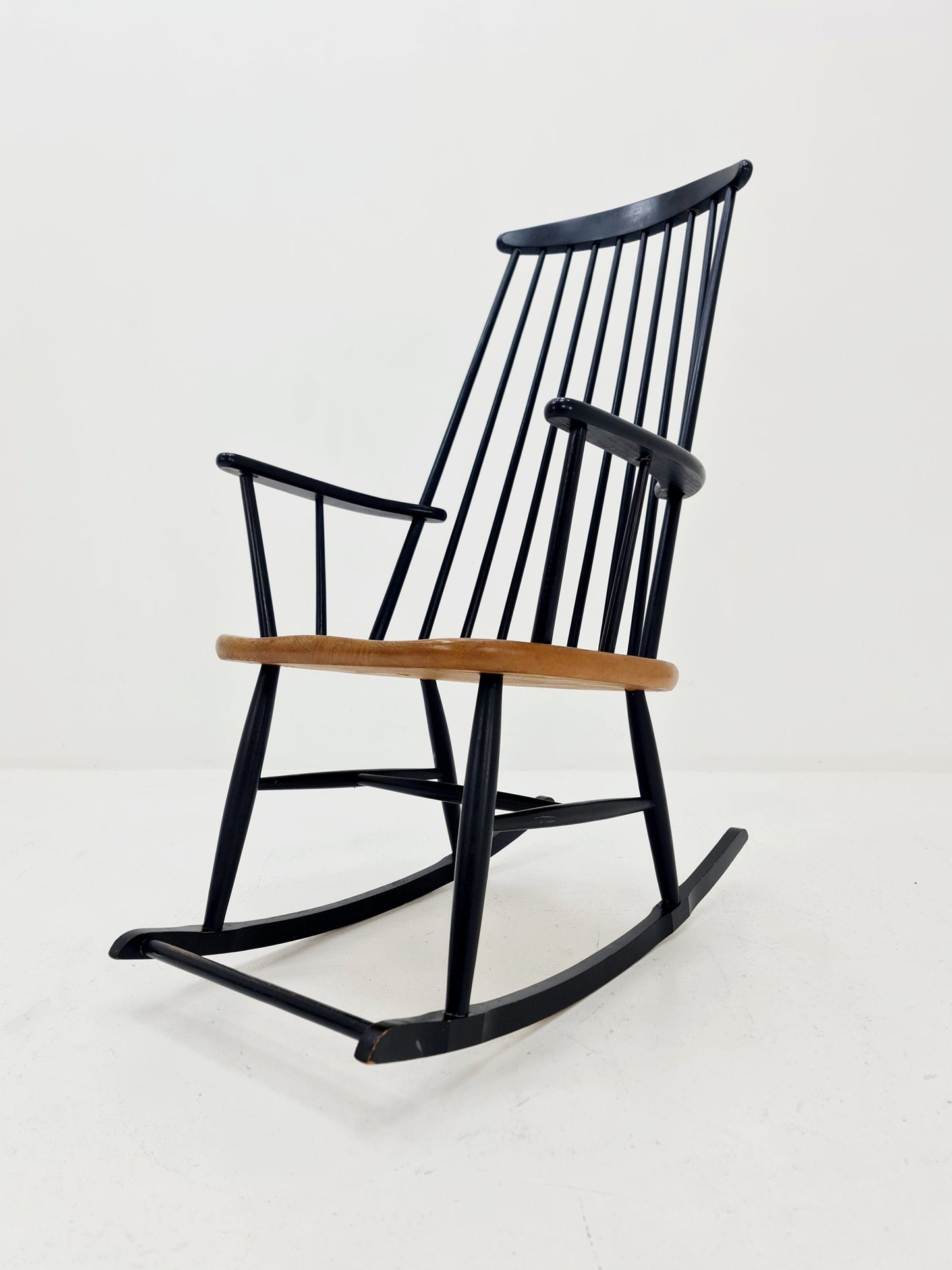 Mid Century Rocking Chair teak by Ilmar Tapiovaara for Asko , 1960s