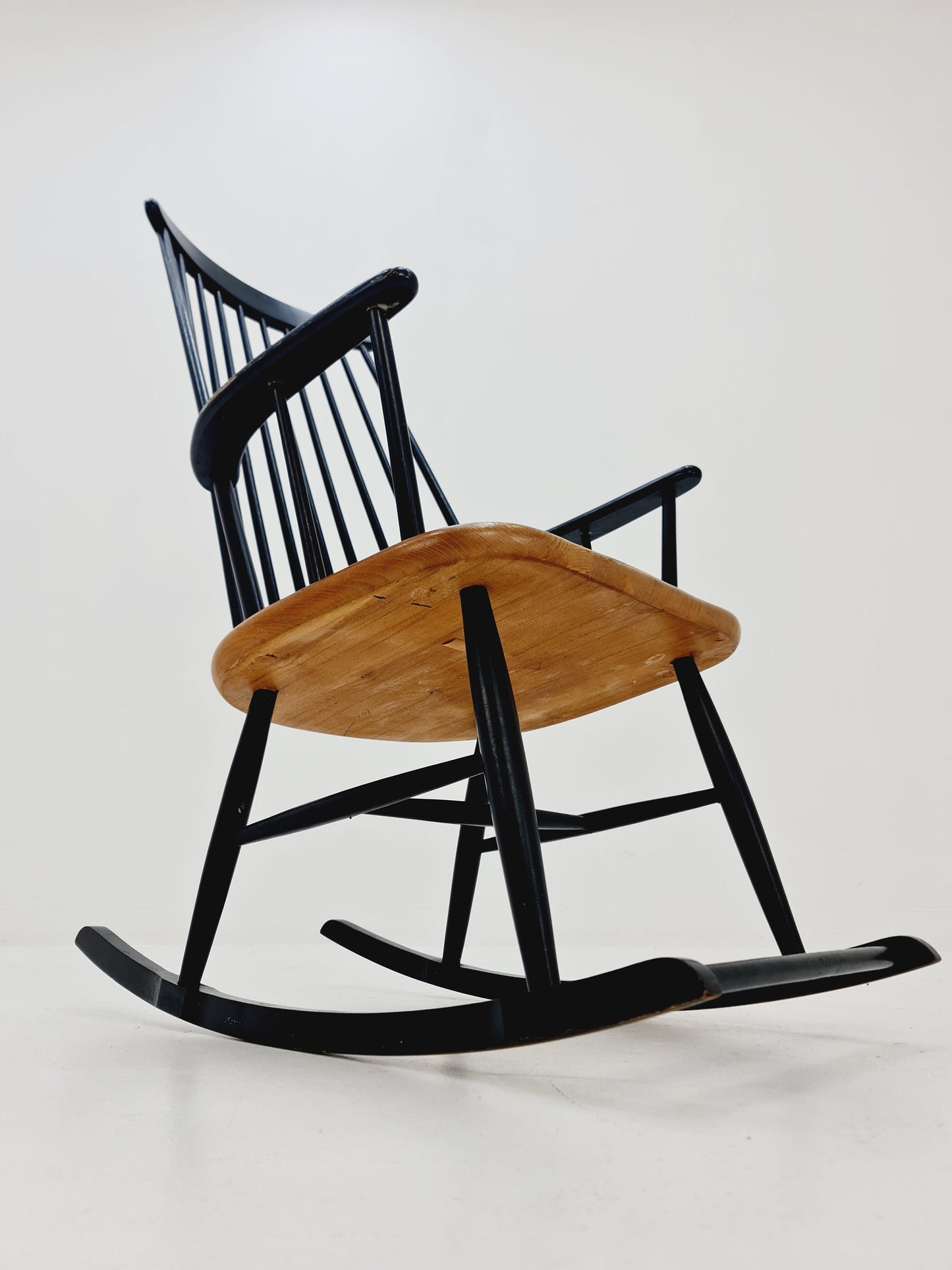 Mid Century Rocking Chair teak by Ilmar Tapiovaara for Asko , 1960s