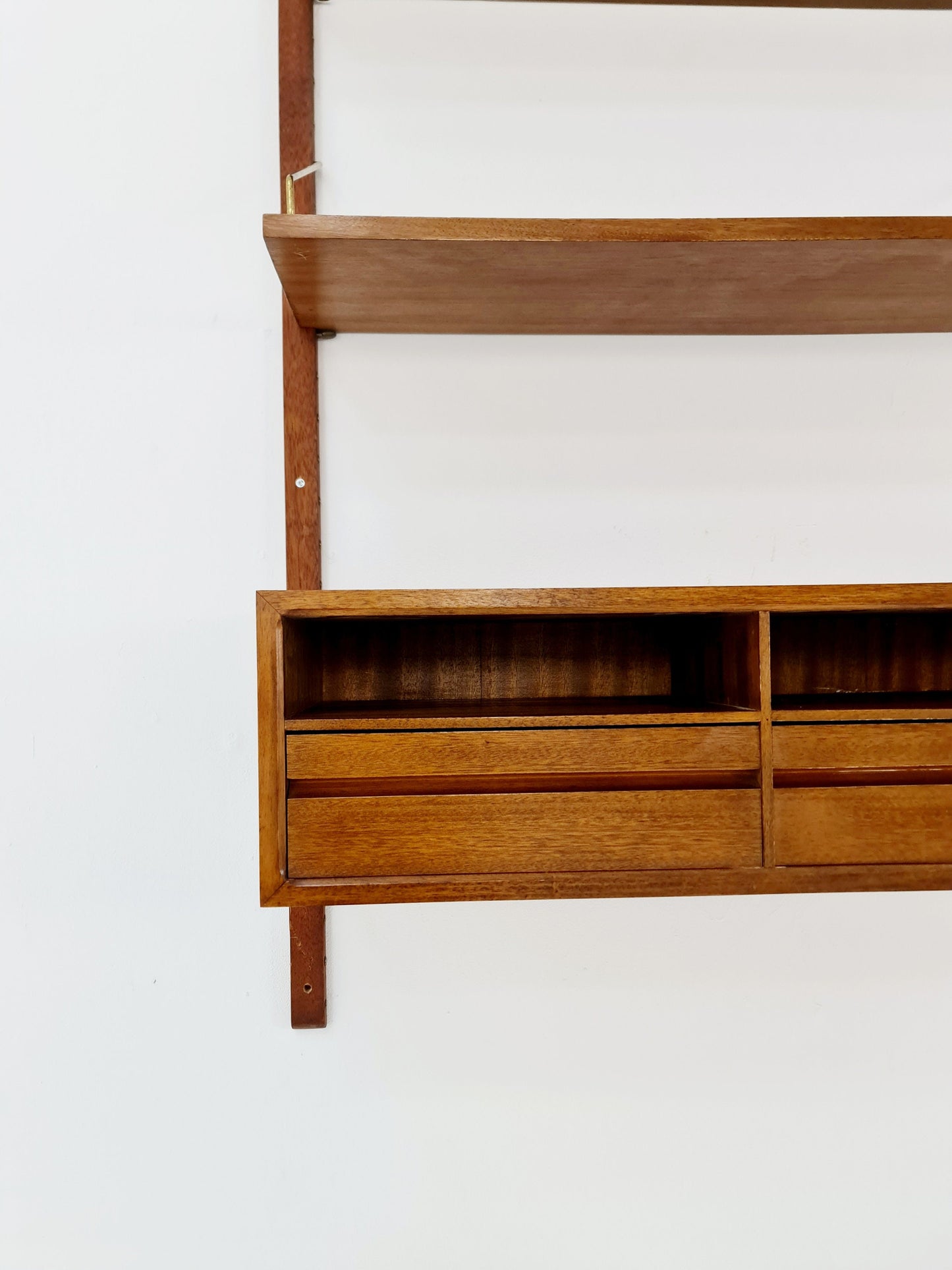 Midcentury Danish walnut Wall-Mounted Shelving Unit, by Royal for Poul Cadovius, 1960s