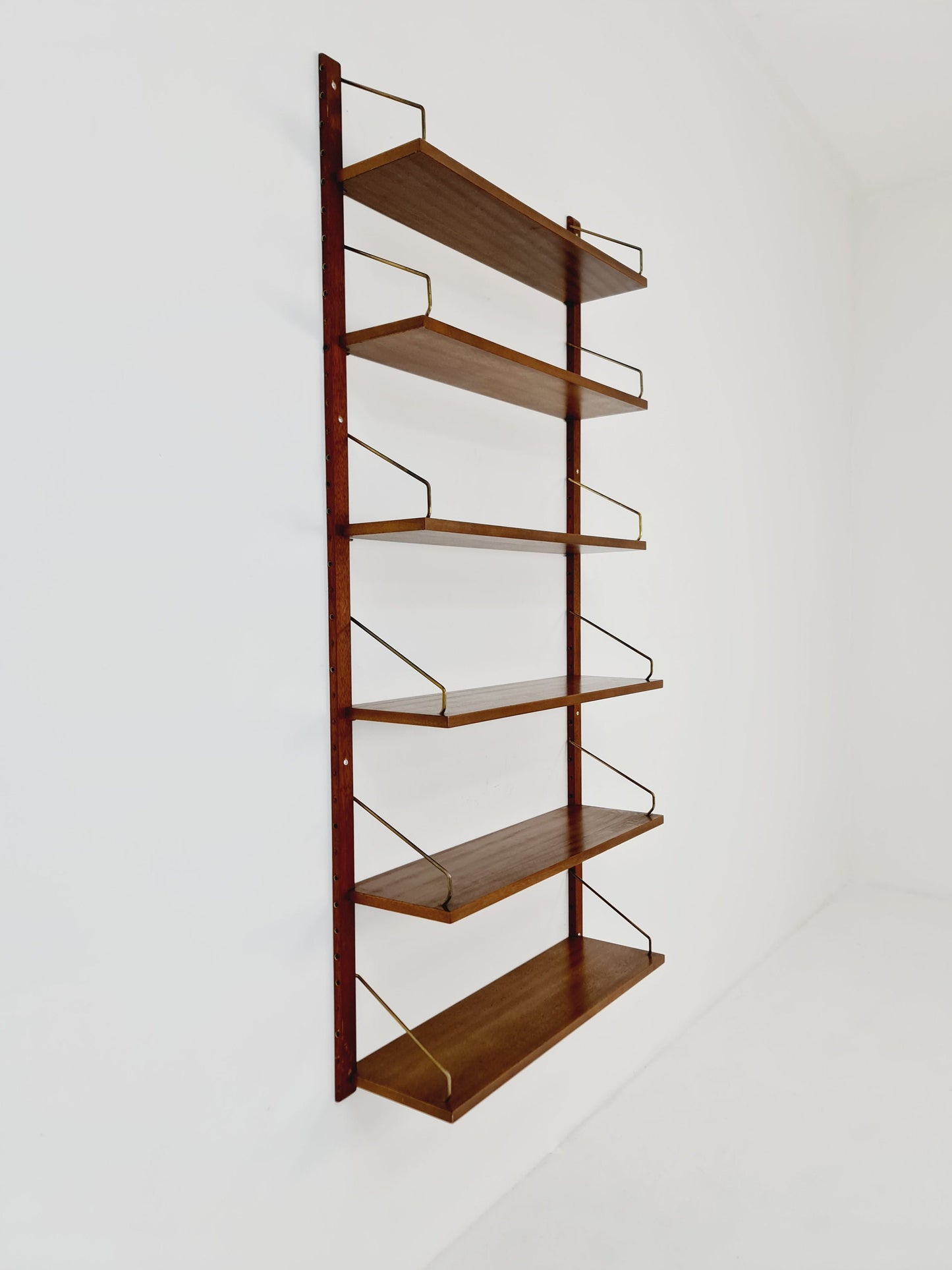 Midcentury Danish walnut Wall-Mounted Shelving Unit, by Royal for Poul Cadovius, 1960s