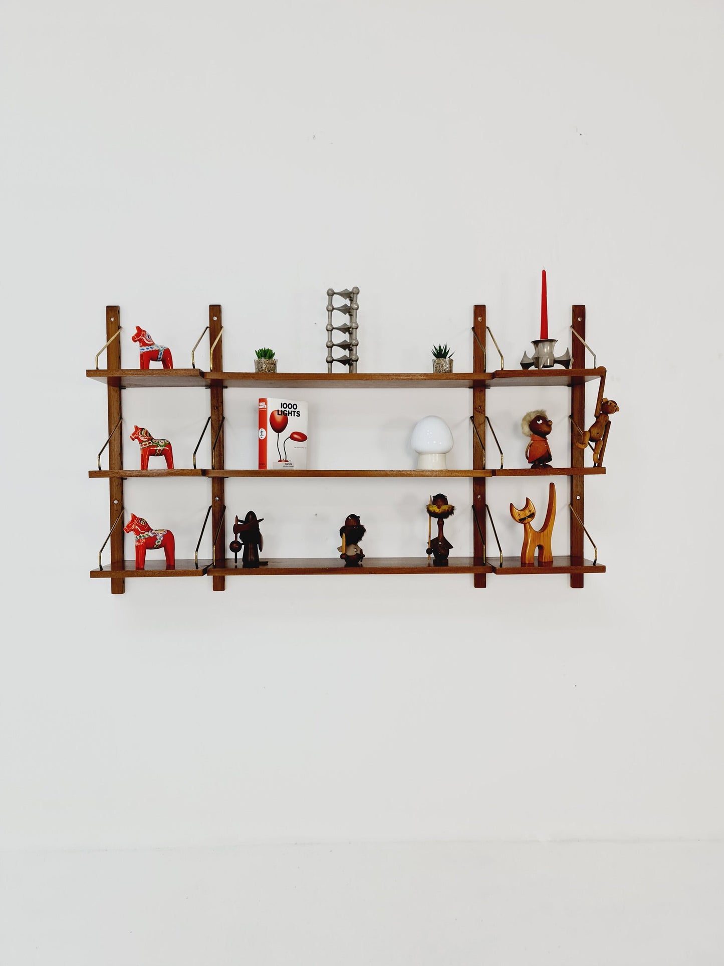 Midcentury Danish walnut Wall-Mounted Shelving Unit, by Royal for Poul Cadovius, 1960s
