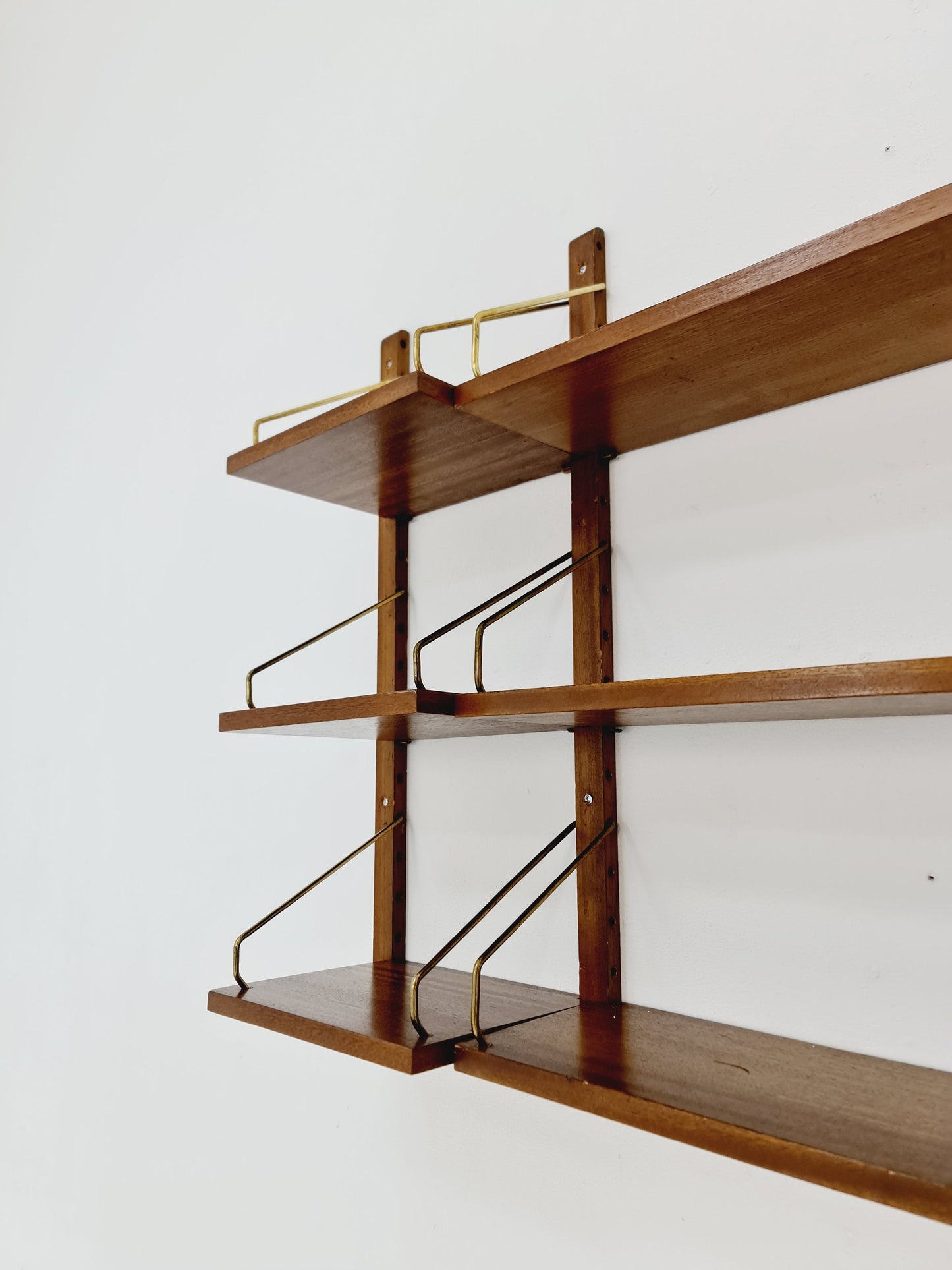 Midcentury Danish walnut Wall-Mounted Shelving Unit, by Royal for Poul Cadovius, 1960s
