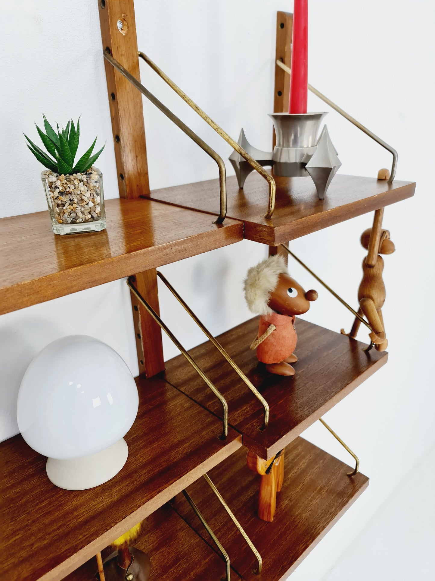 Midcentury Danish walnut Wall-Mounted Shelving Unit, by Royal for Poul Cadovius, 1960s
