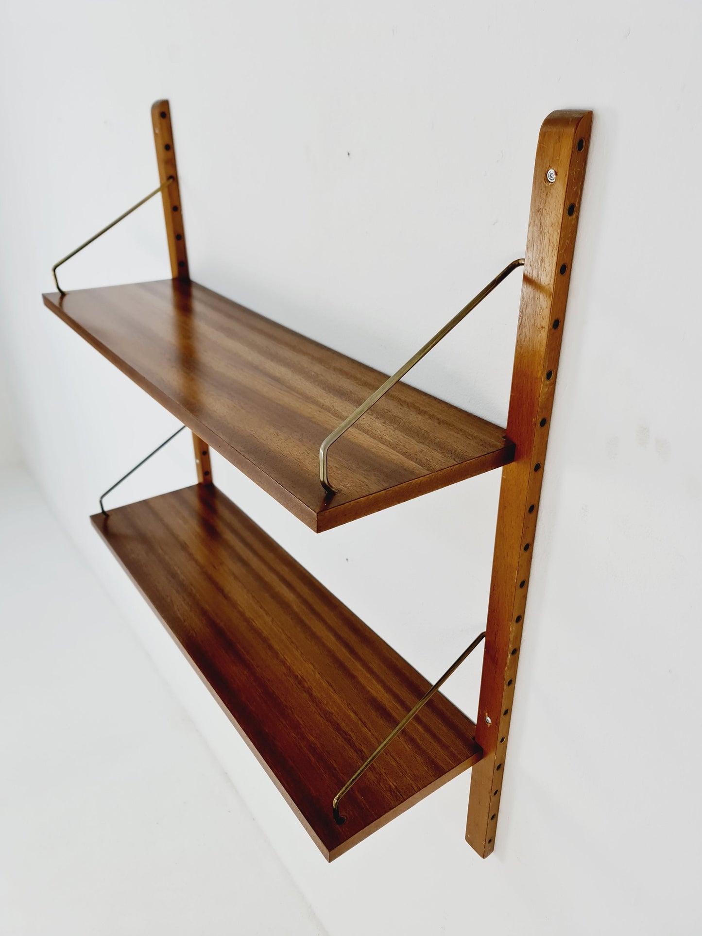 Midcentury Danish walnut Wall-Mounted Shelving Unit, by Royal for Poul Cadovius, 1960s