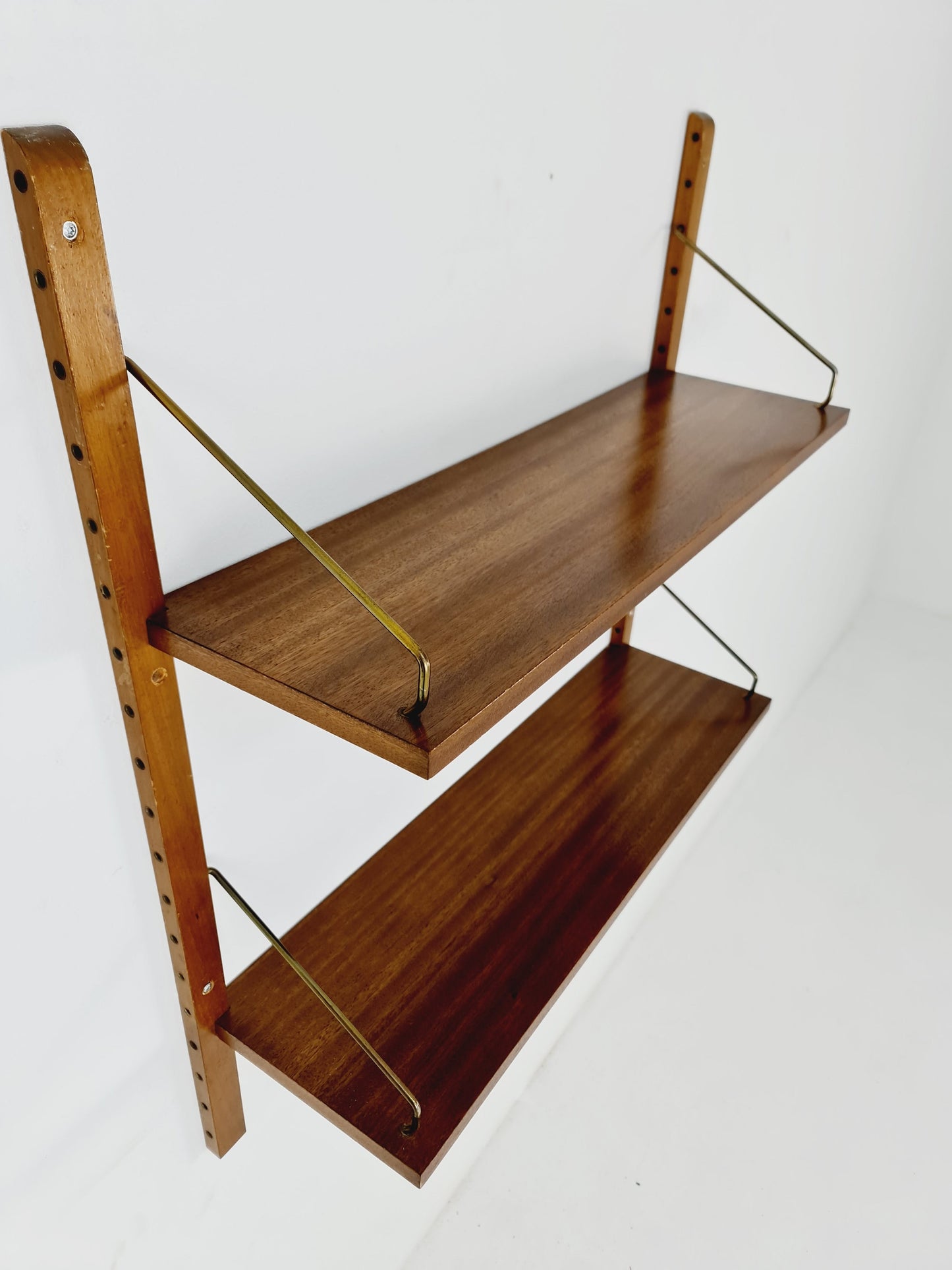 Midcentury Danish walnut Wall-Mounted Shelving Unit, by Royal for Poul Cadovius, 1960s