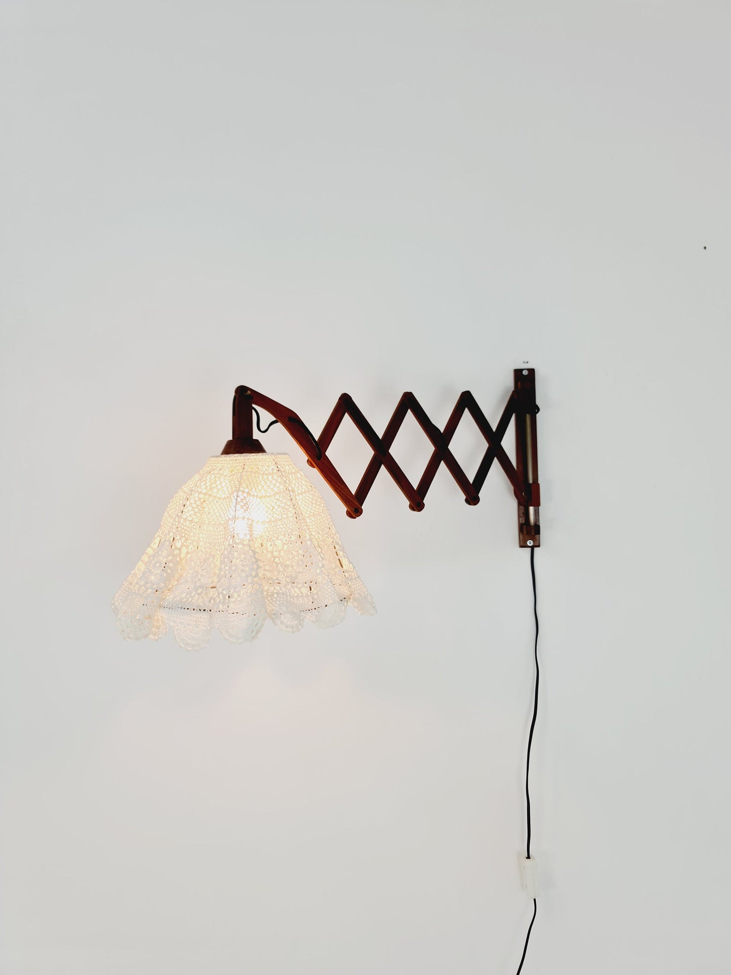 Swdish teak vintage sax wall lamp, 1960s