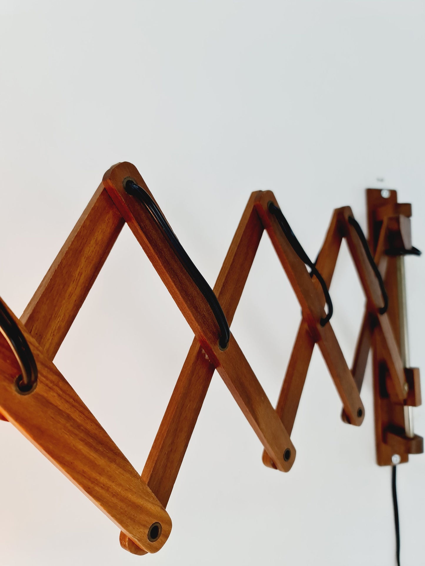 Swdish teak vintage sax wall lamp, 1960s