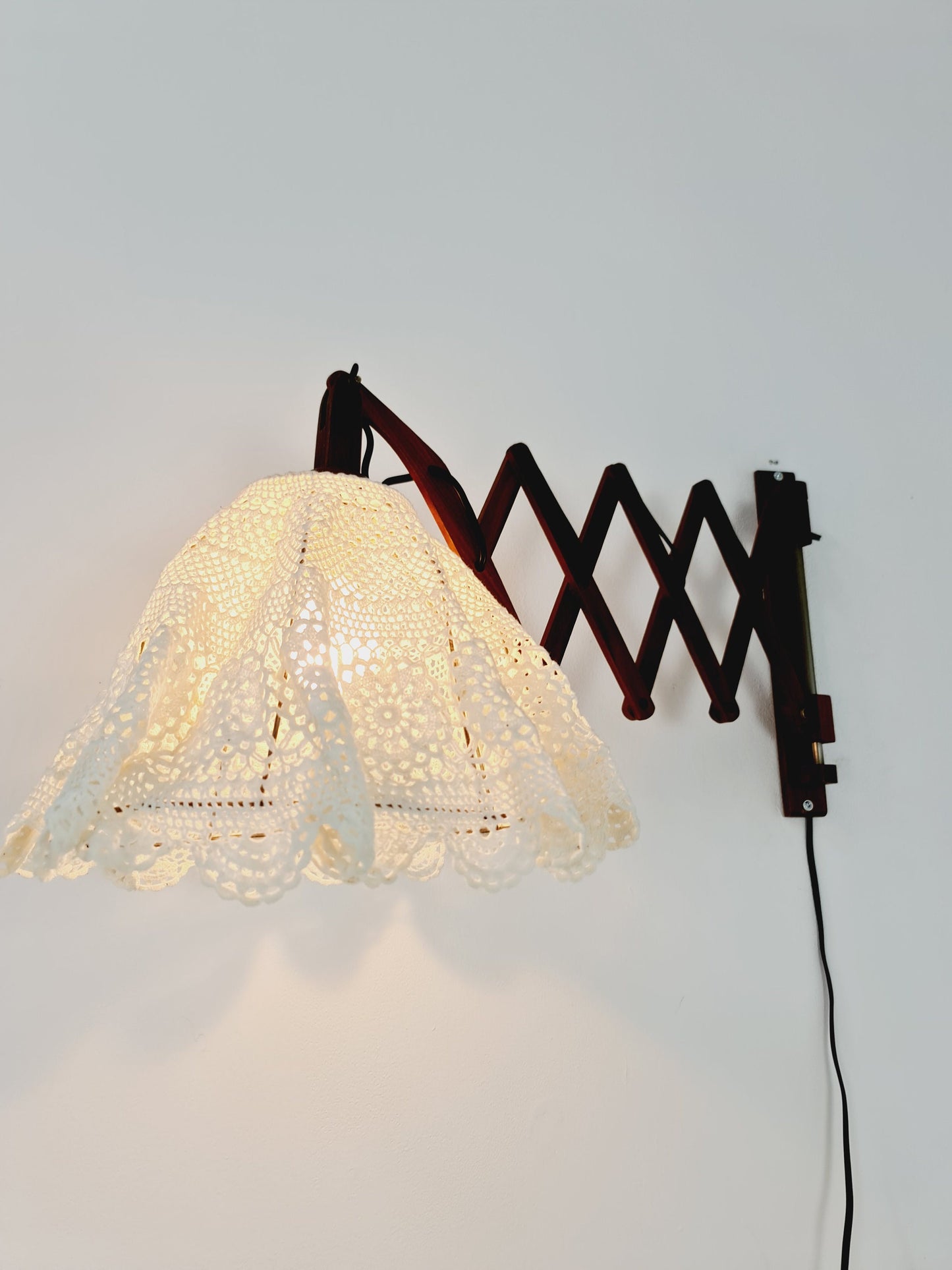 Swdish teak vintage sax wall lamp, 1960s