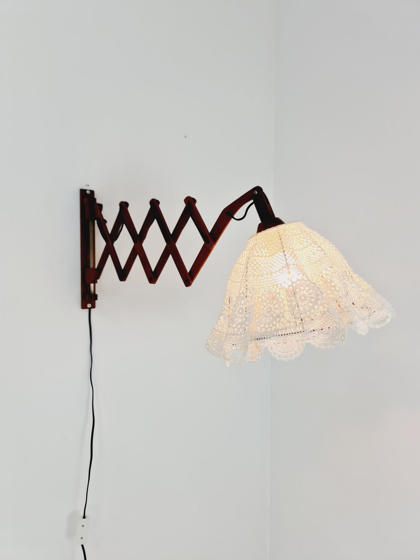 Swdish teak vintage sax wall lamp, 1960s