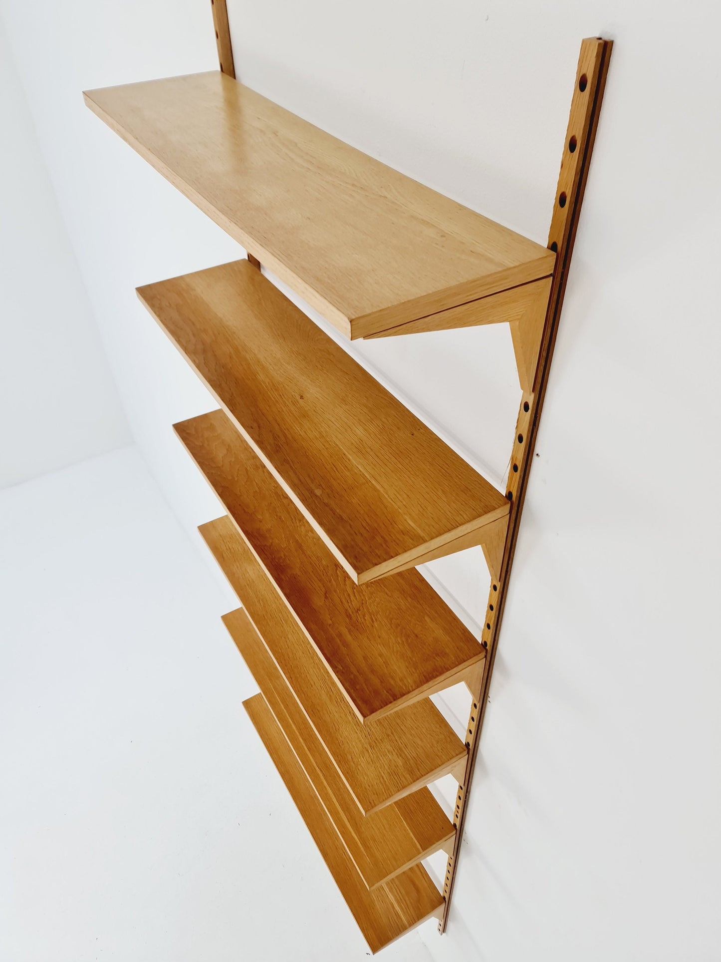 Midcentury Danish Oak Wall-Mounted Shelving Unit, by Poul Cadovius, 1960s