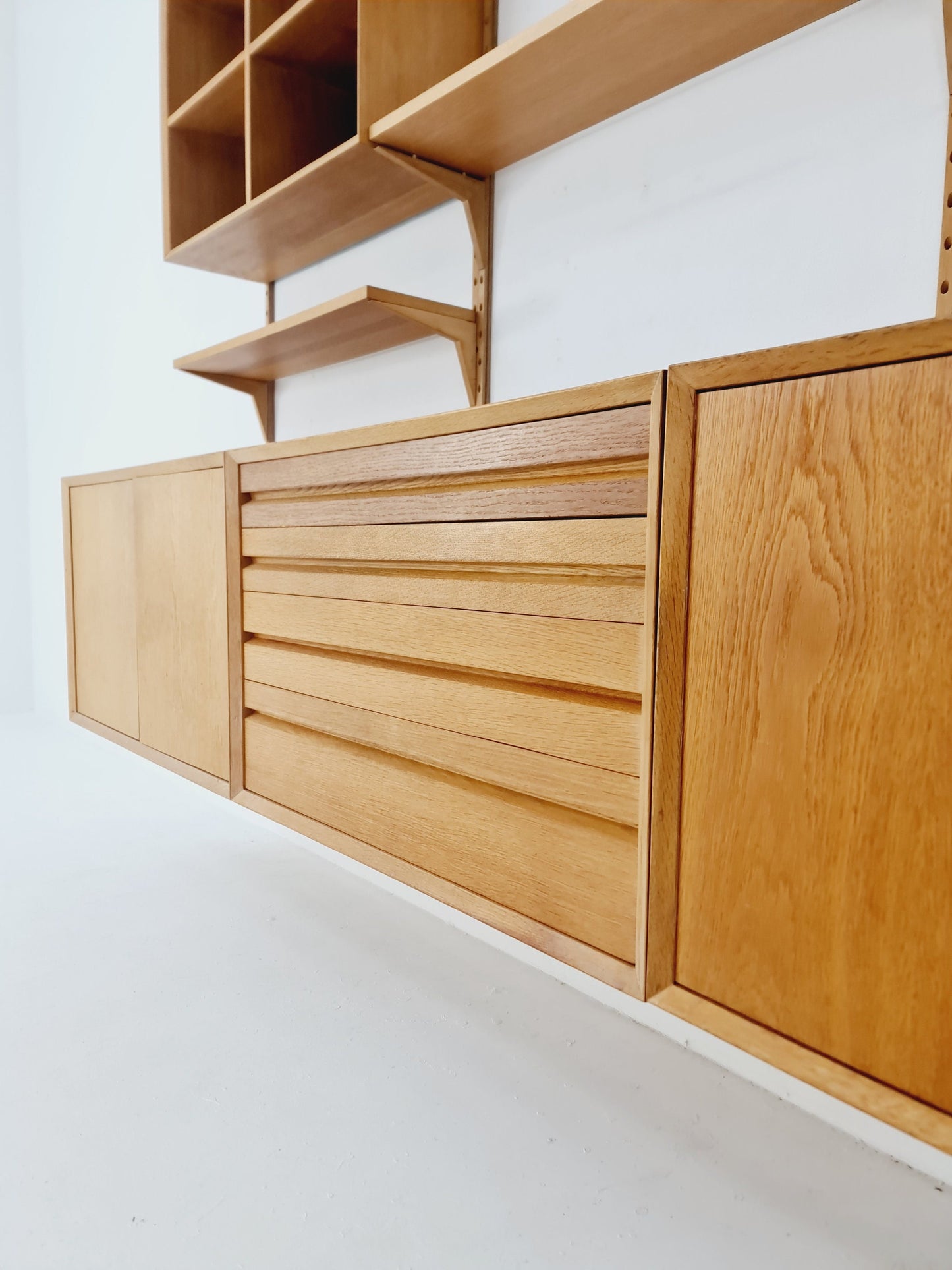 Big Mid century Danish Oak Wall Unit with 5 cabinets by Poul Cadovius for Cado, Denmark, 1960s