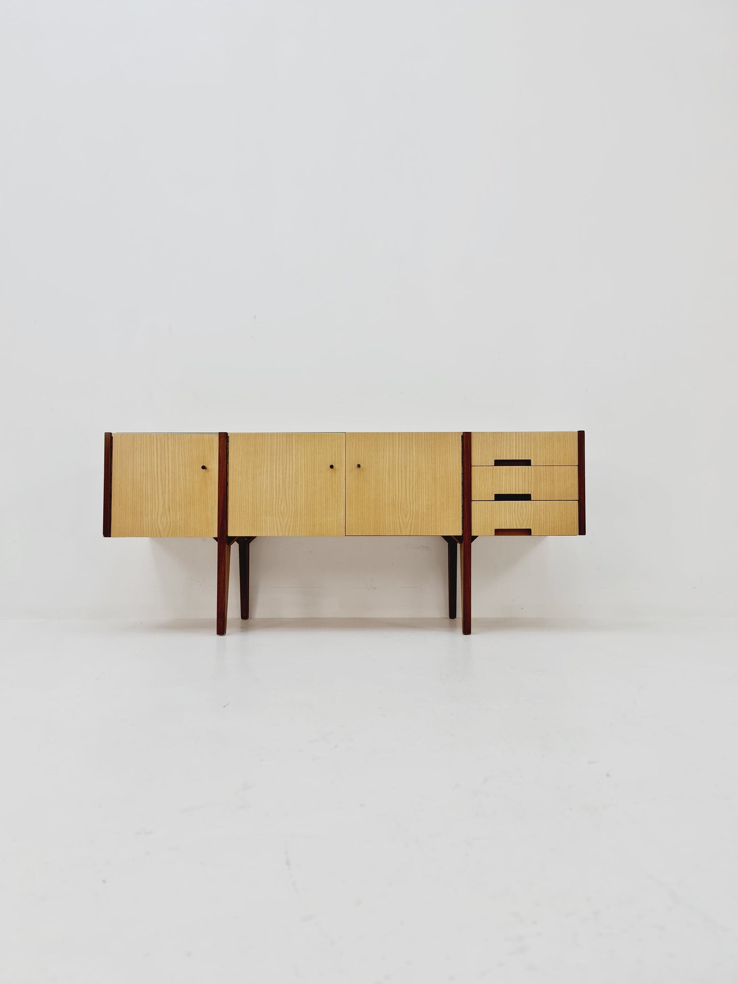 Midcentury German vintage Ash & walnut sideboard, 1960s