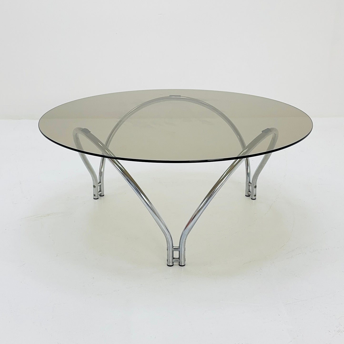 Mid century smoked glass and chrome coffee table 1970s.