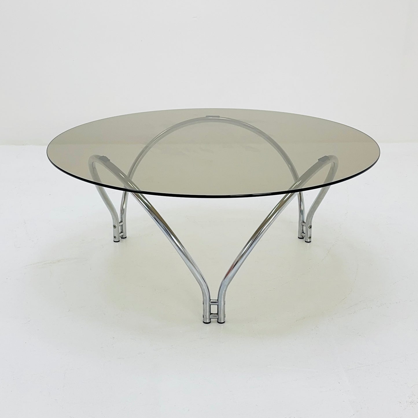 Mid century smoked glass and chrome coffee table 1970s.