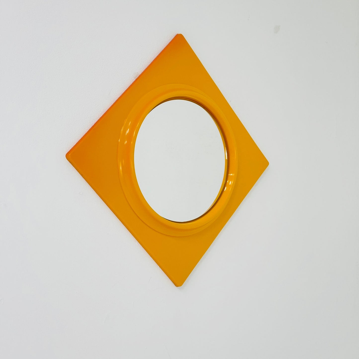 Space age orange square wall mirror 1970s