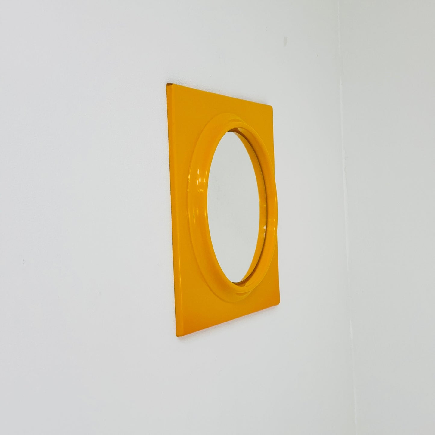 Space age orange square wall mirror 1970s