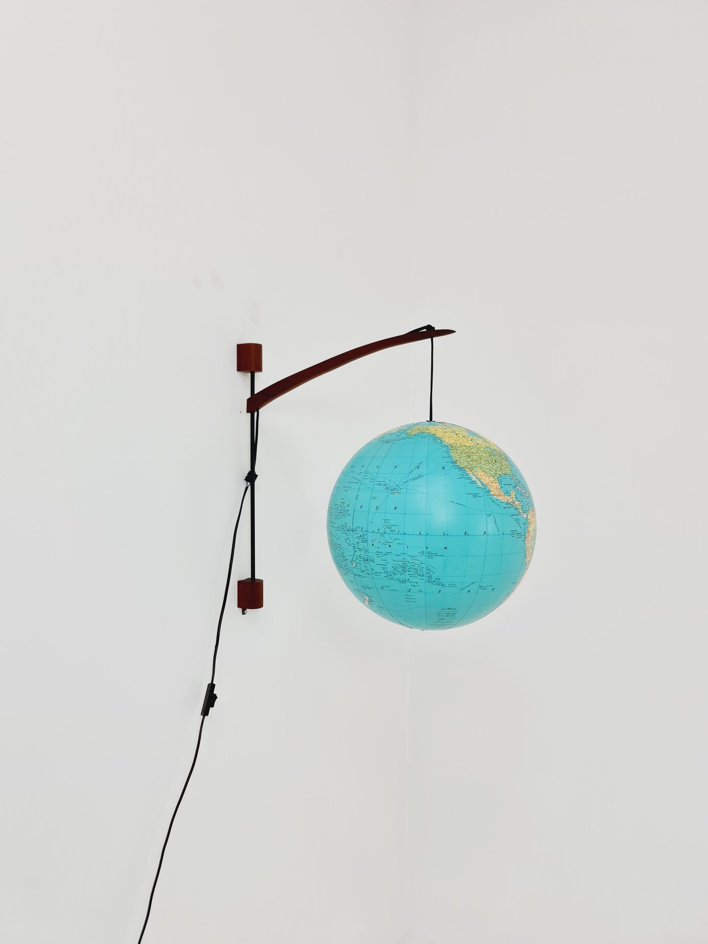 German Teak vintage Globe wall lamp, 1960s