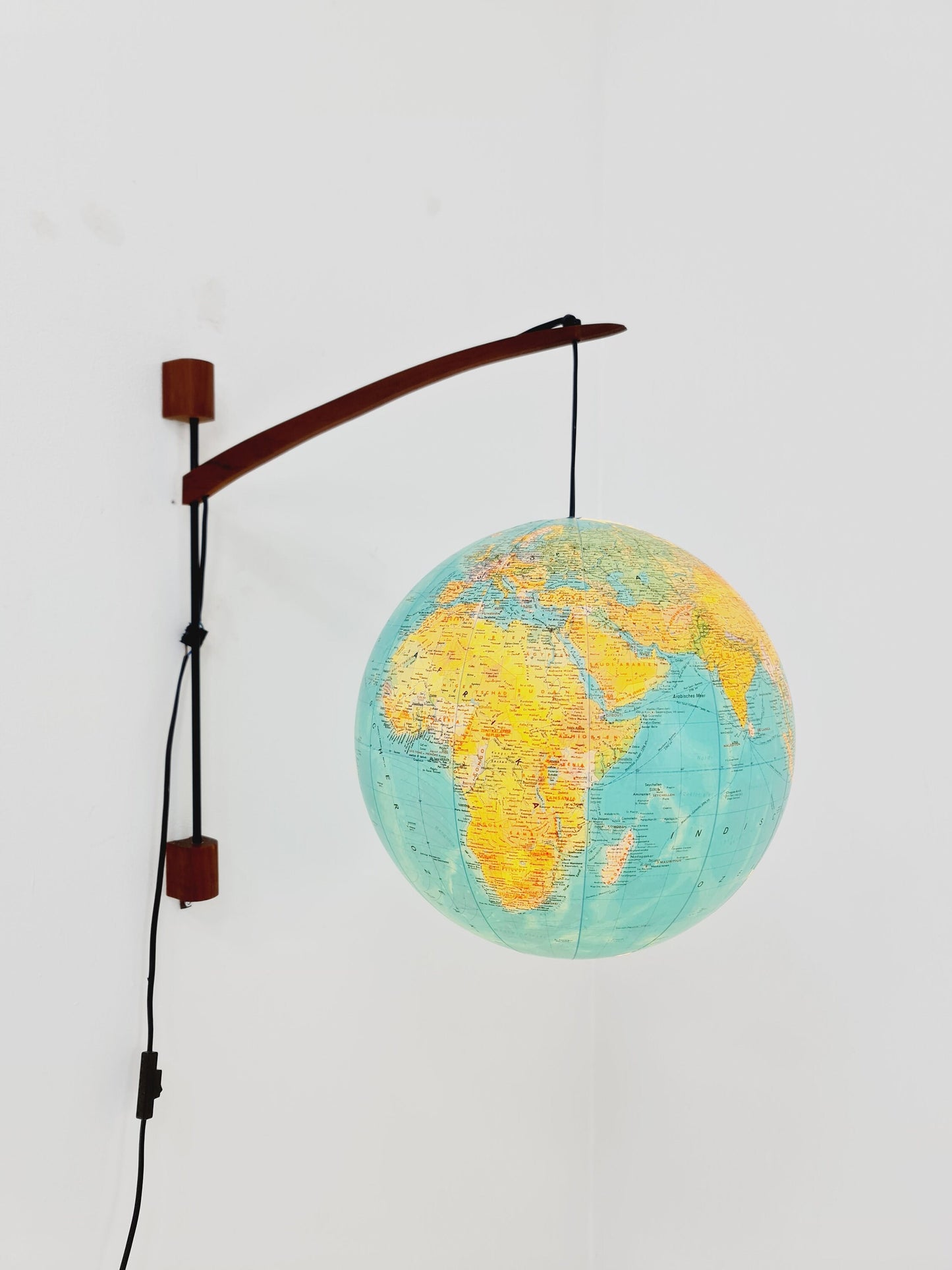 German Teak vintage Globe wall lamp, 1960s