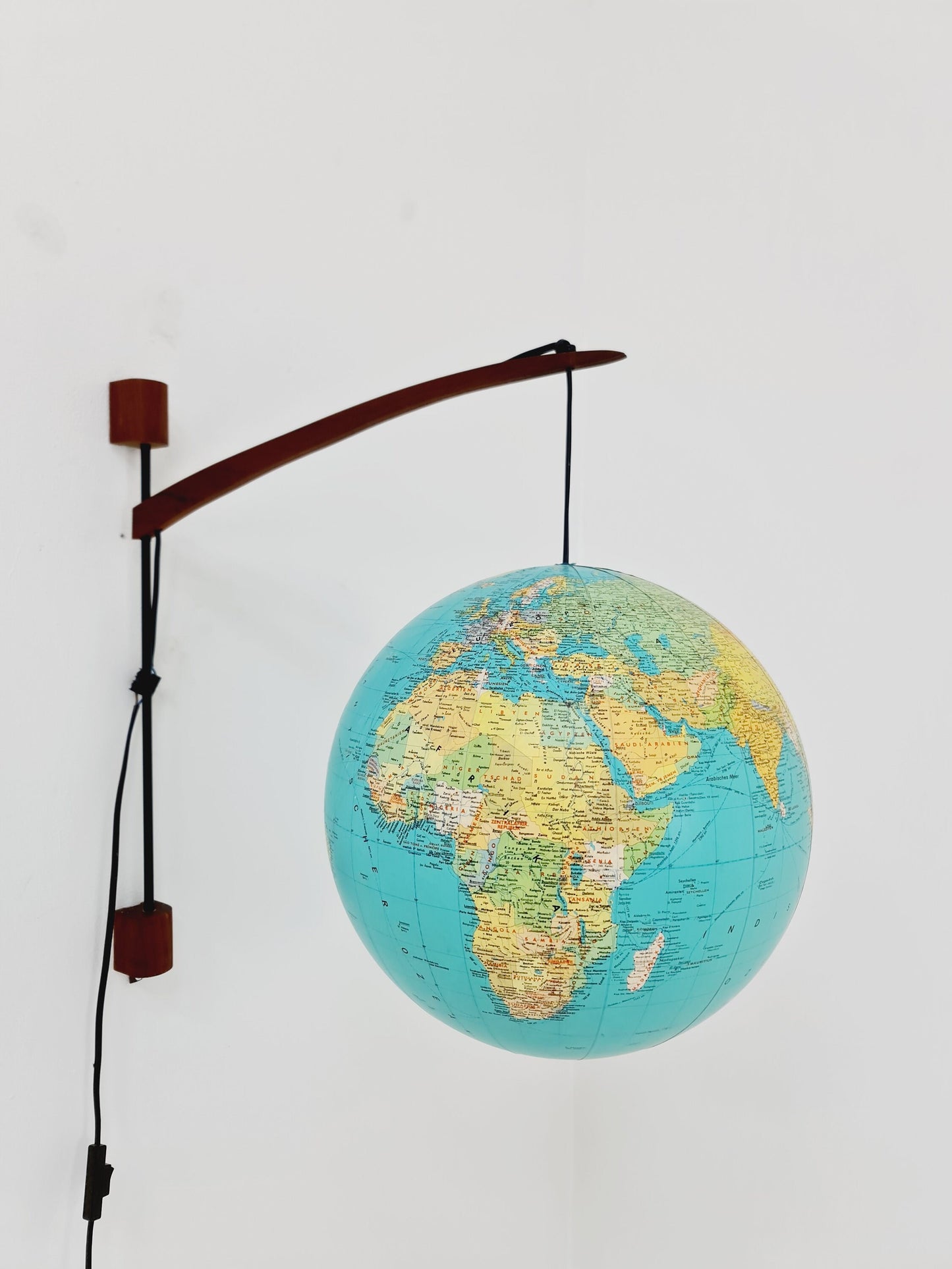 German Teak vintage Globe wall lamp, 1960s