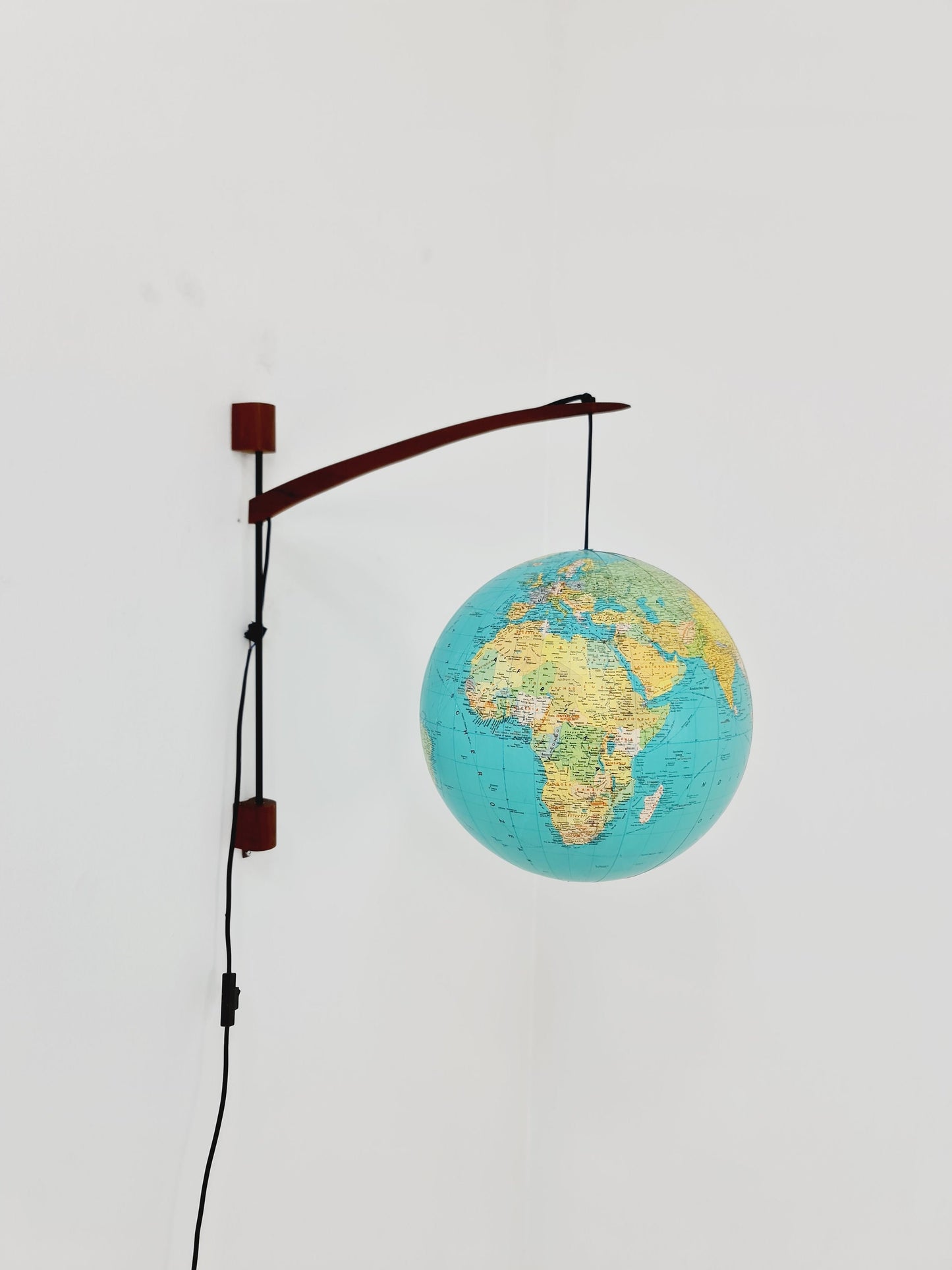 German Teak vintage Globe wall lamp, 1960s